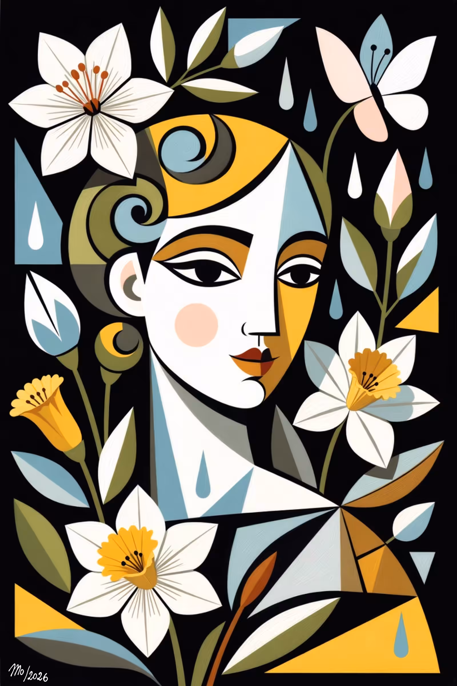 Daffodil Reverie in Rain