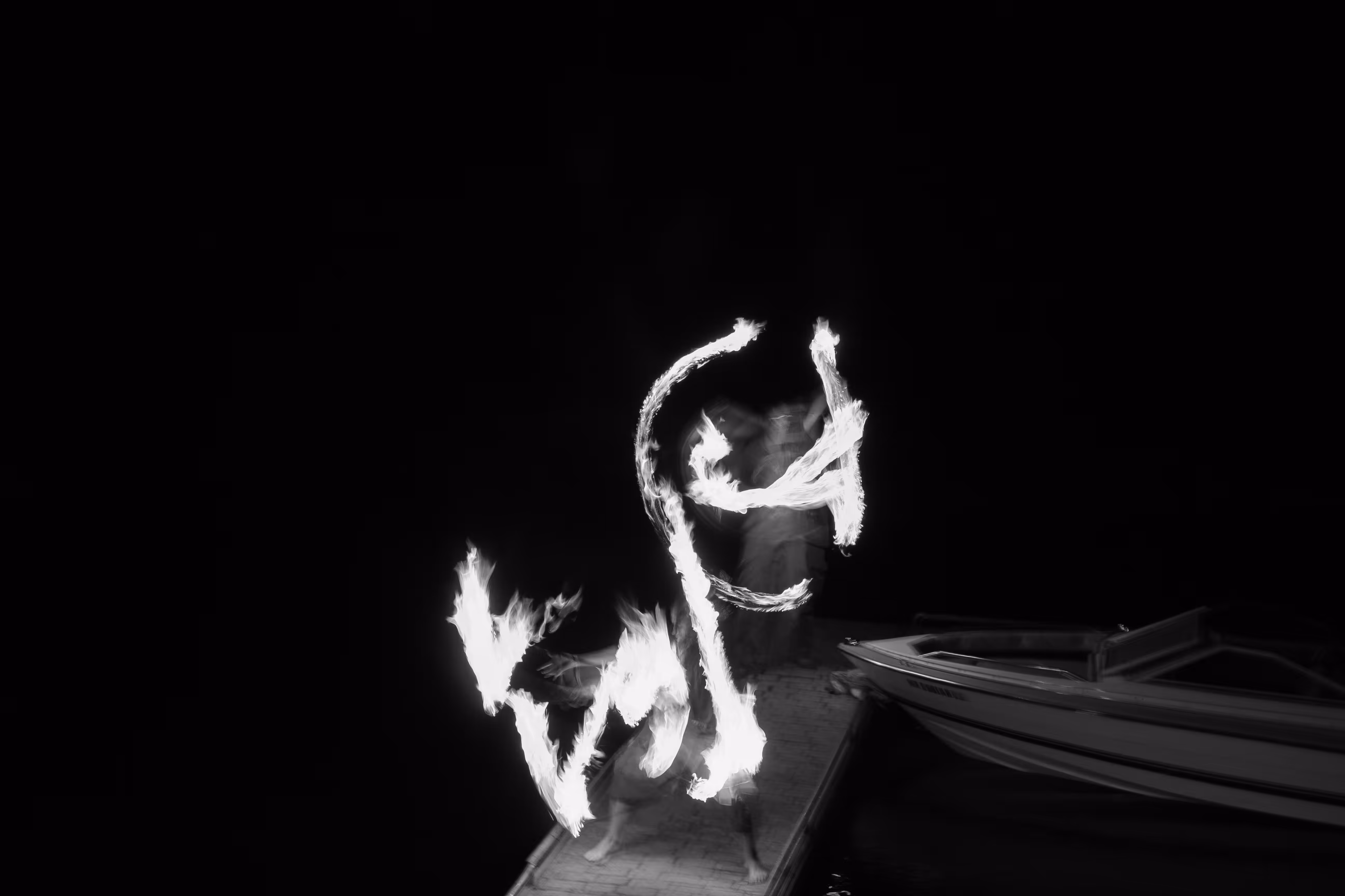 fire spinning session on lake flathead