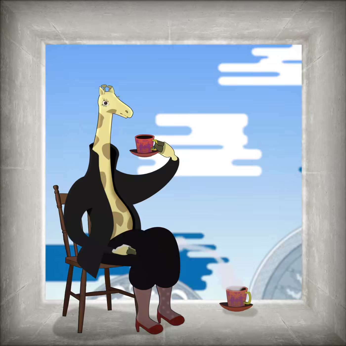 Lonely Giraffe Drinks too much Coffee
