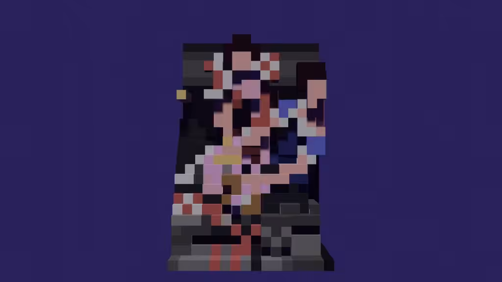 VOXELFINE #4: "Judith Slaying Holofernes" by Artemisia Gentileschi 3D voxelart model (.glb)