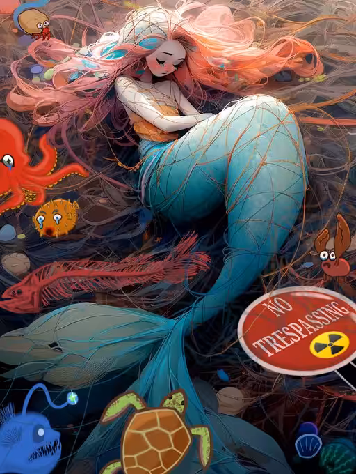 Ensnared Elegance: A Deep-Sea Tragedy