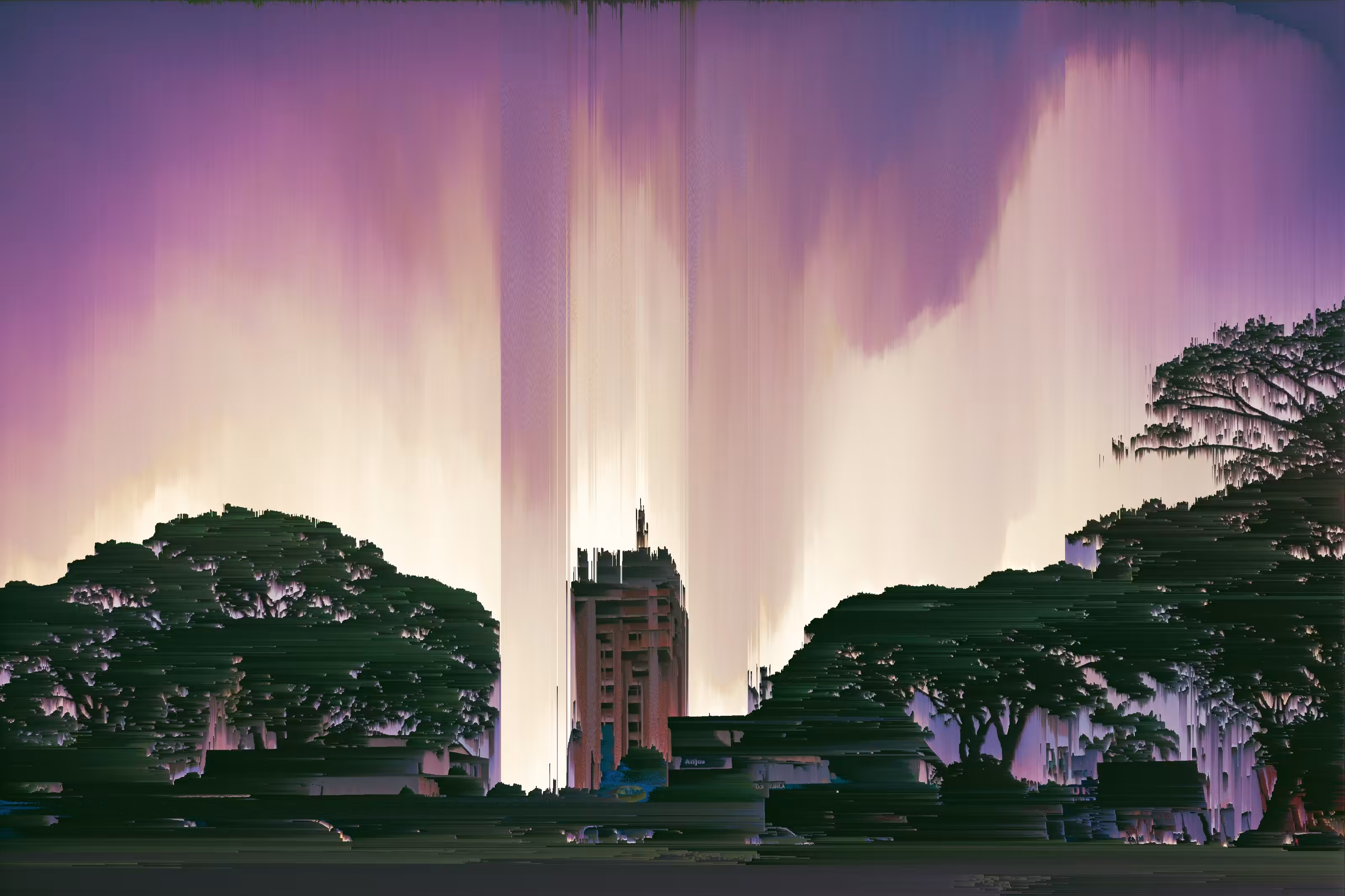building at sunset