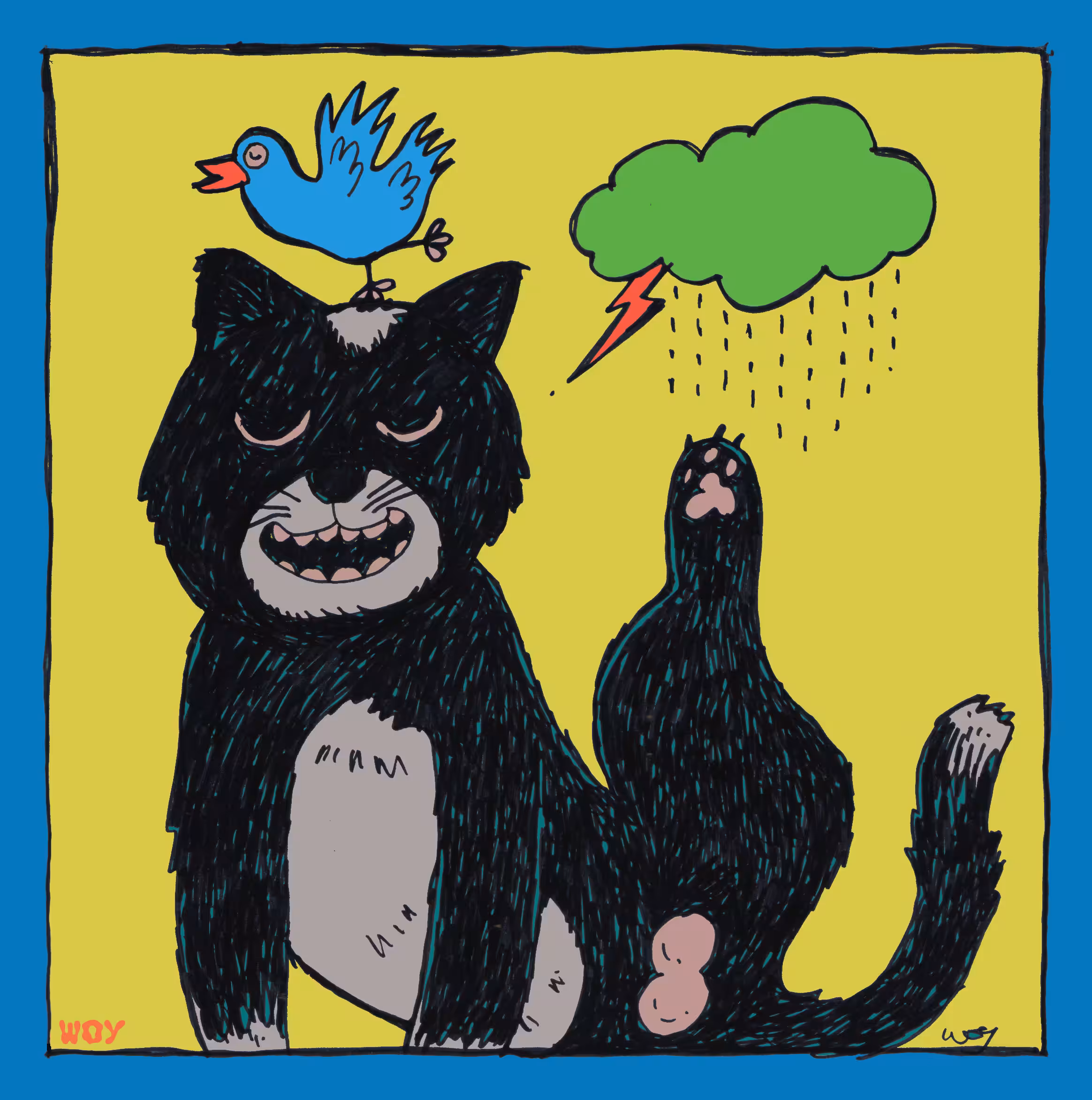 Twitter Blue & the Black Cat
