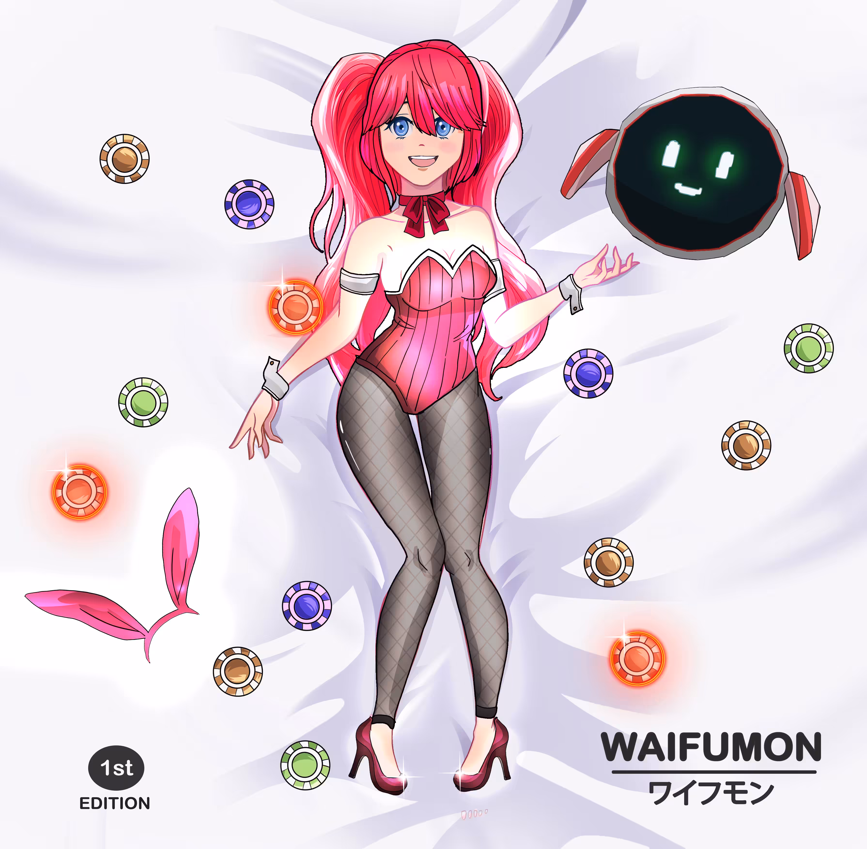 Decentraland Casino Waifumon Exclusive NFT - First Edition - 1 of 1 - Shiny - ワイフモン