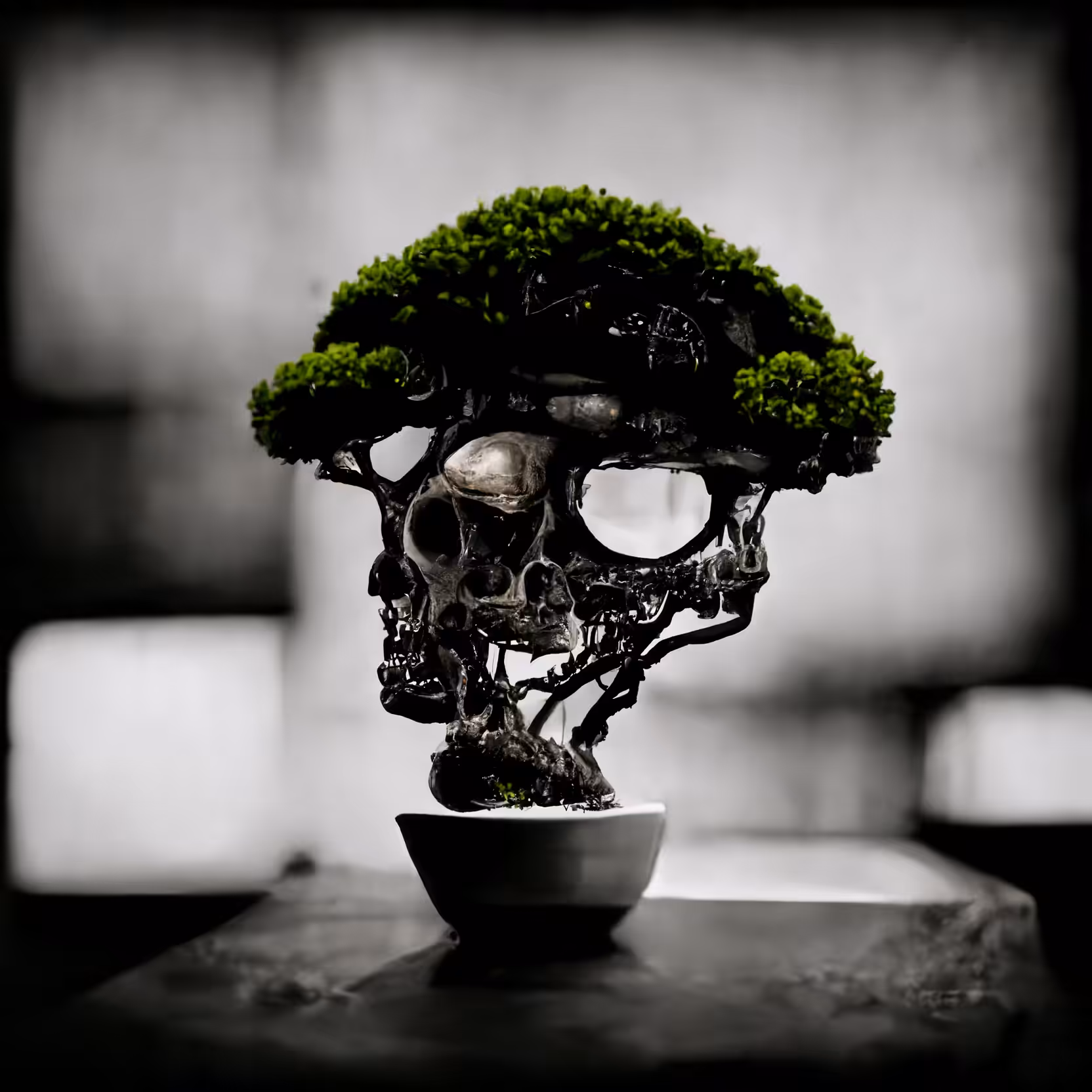 AI Cyber Skull Bonsai