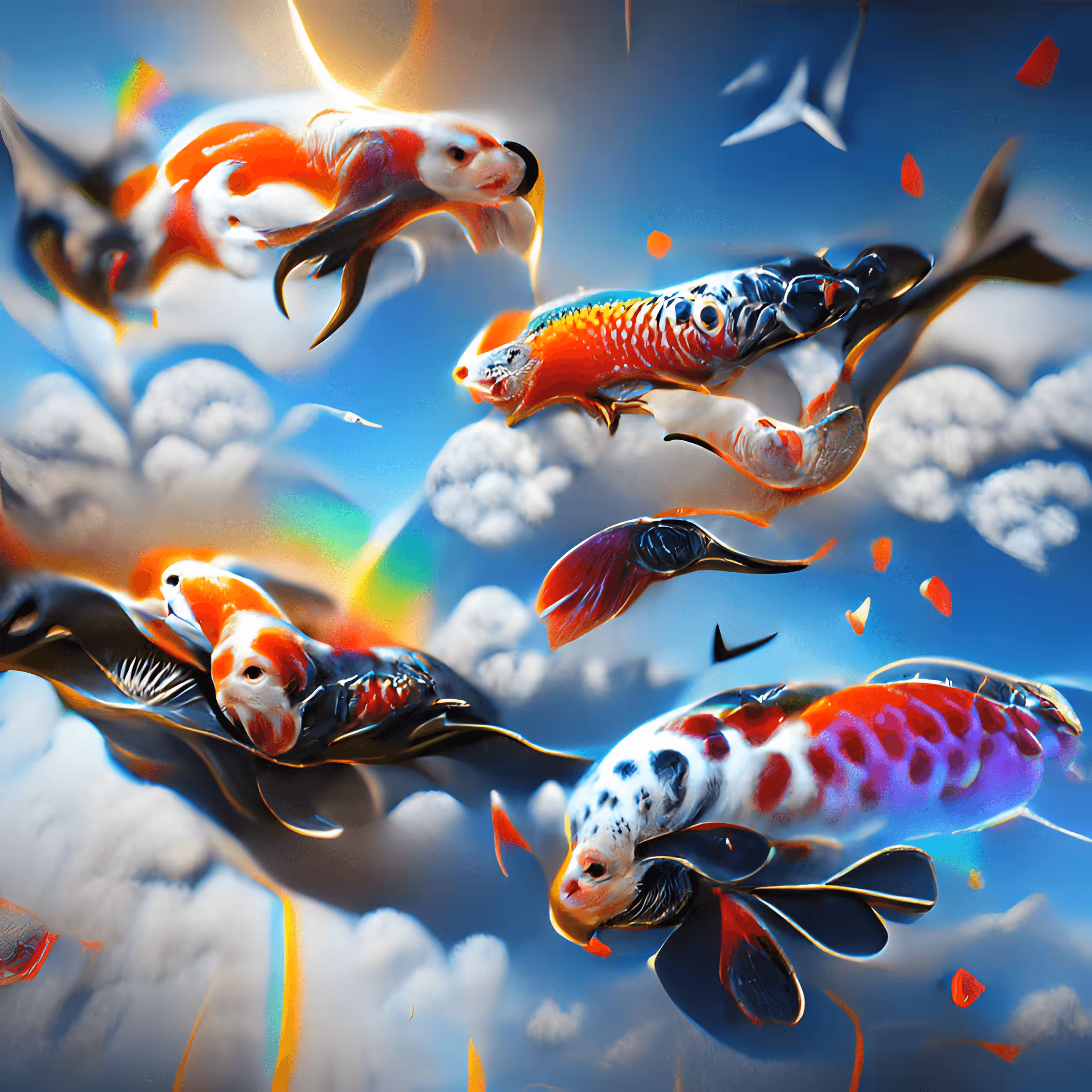 Koi Swimming in the Sky 