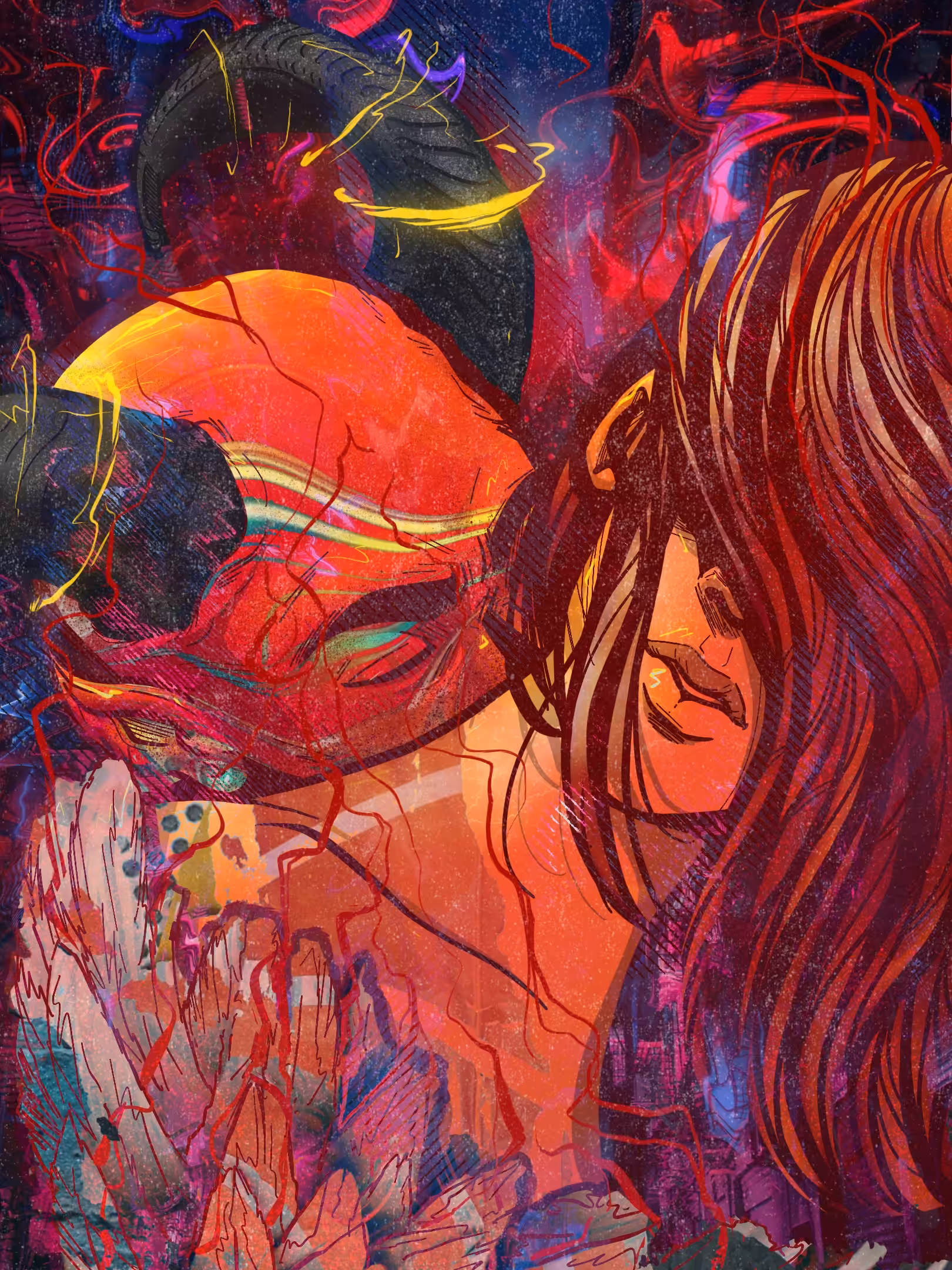 stabbed with a kiss.