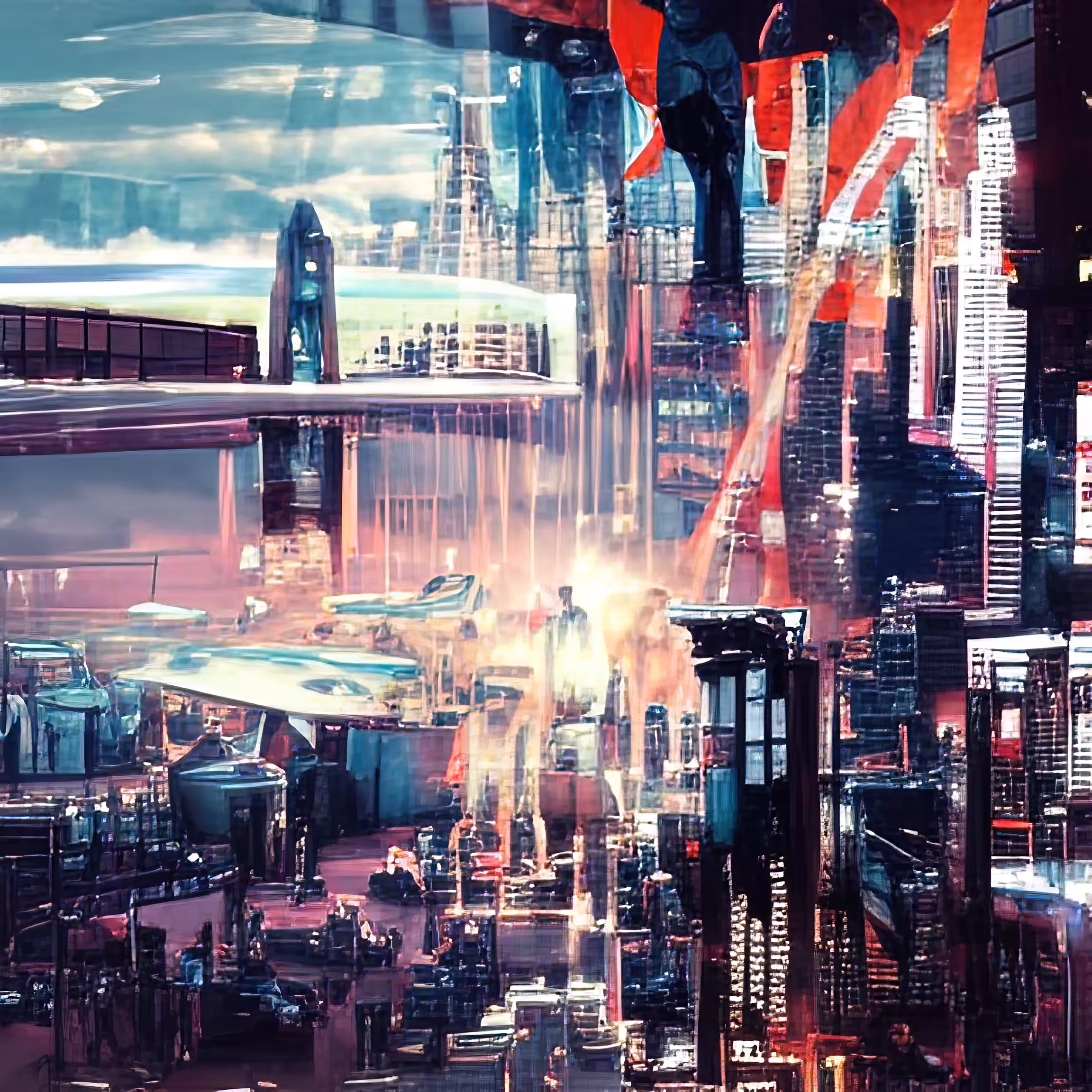 cyberpunk city panorama sunset 2021148342