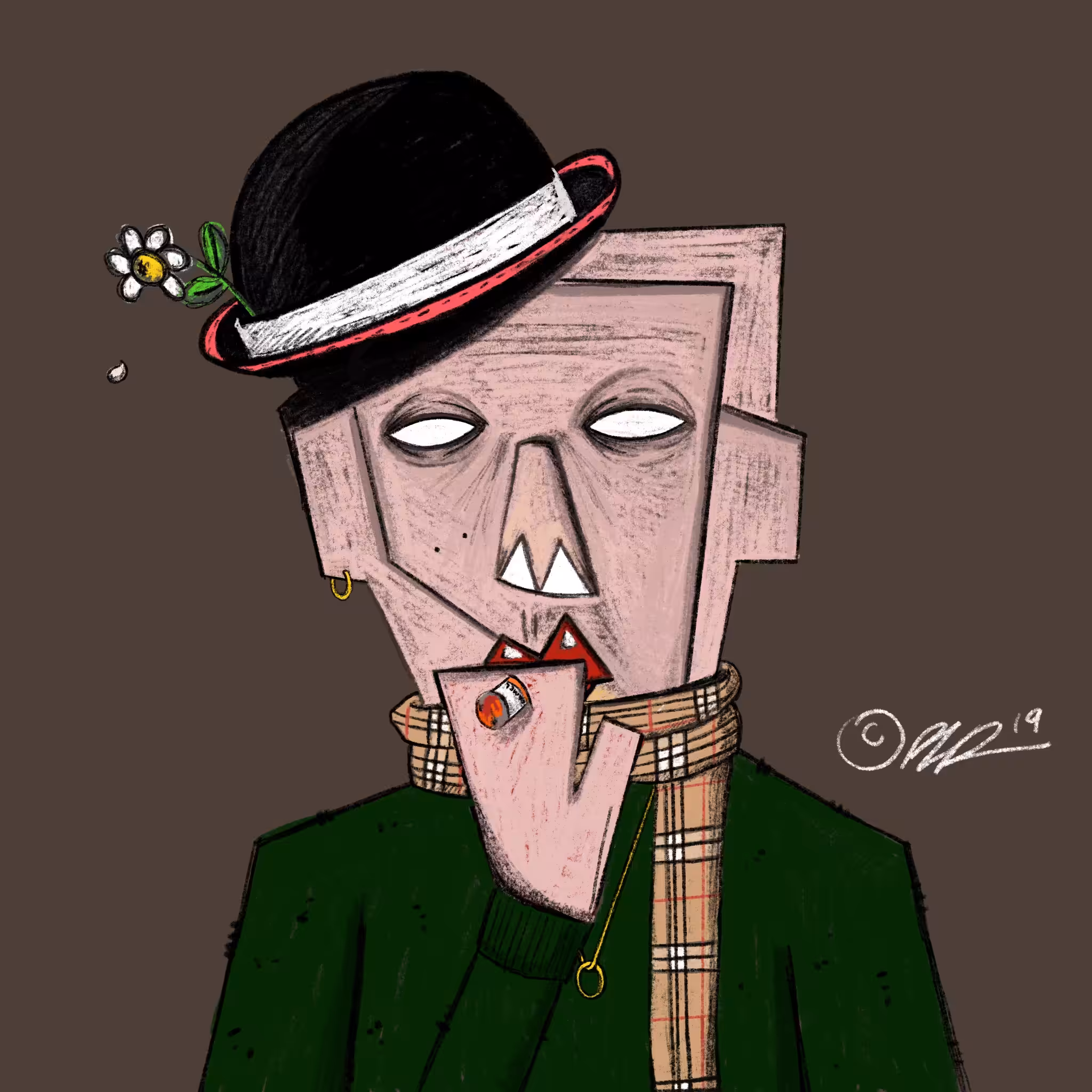 "Kubik in Burberry scarf and Bowler hat" • ©2021 •
