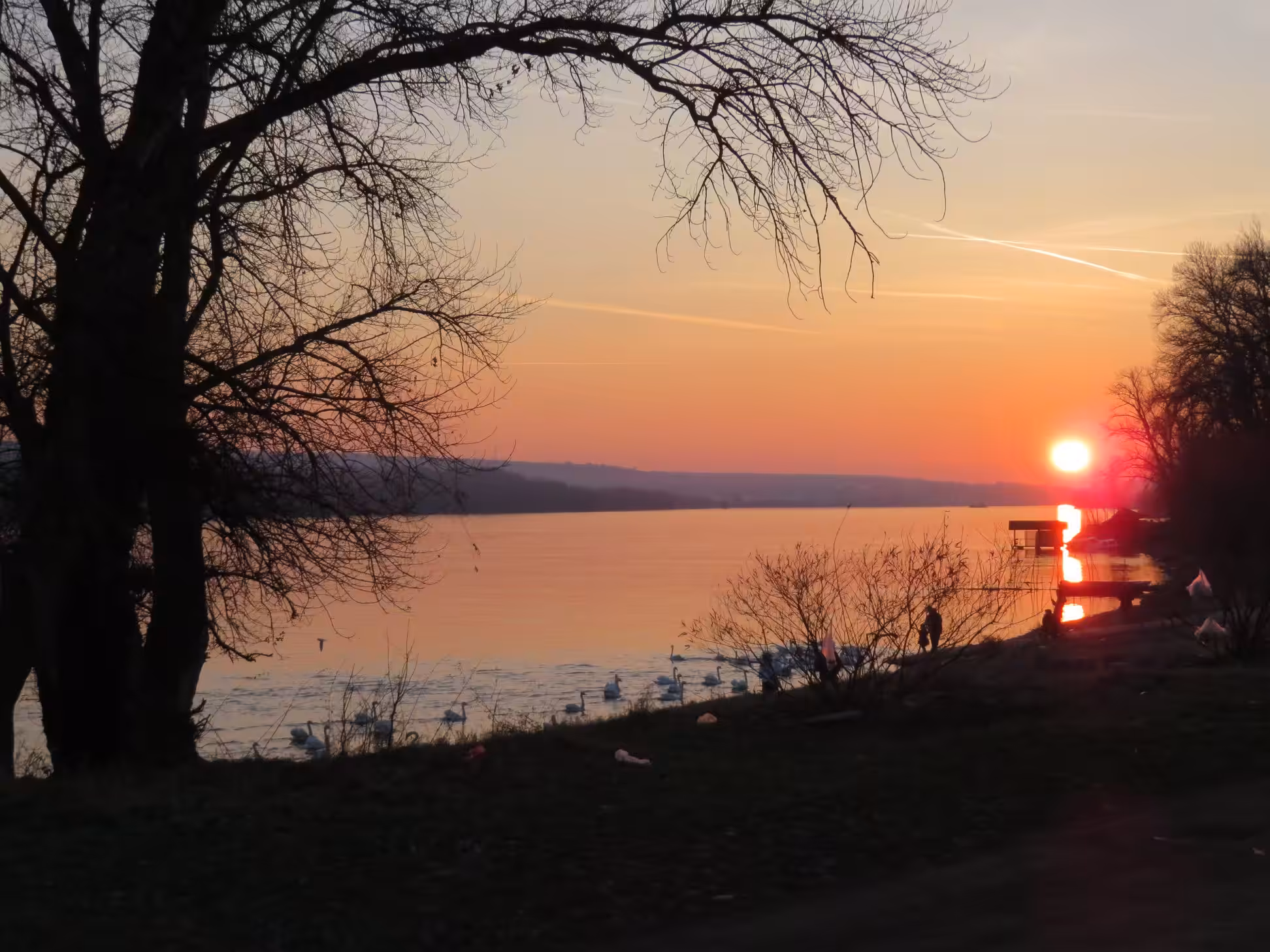 Waiting for the Ferry boat at Sunset