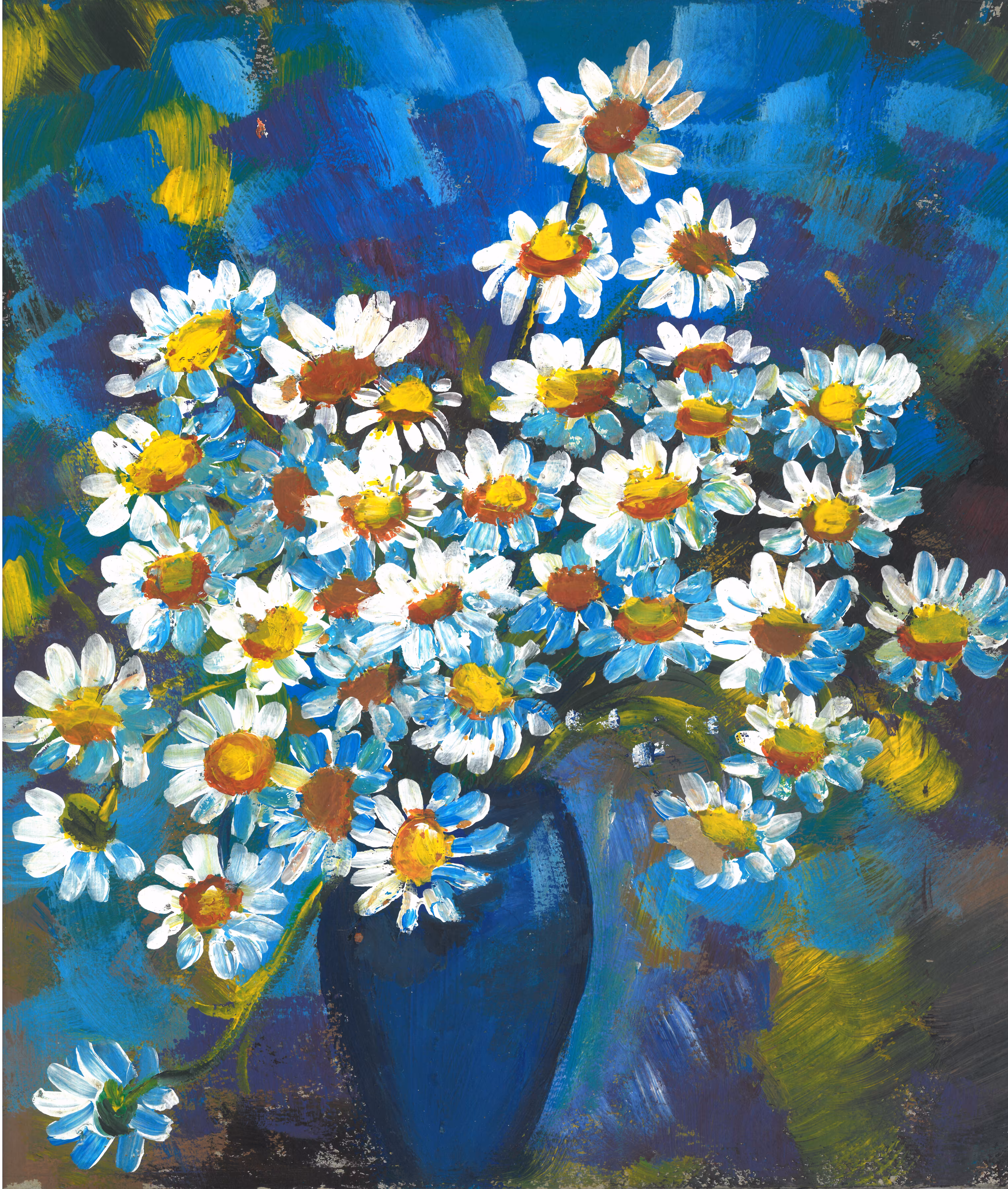 "Daisies in a Blue Vase"  