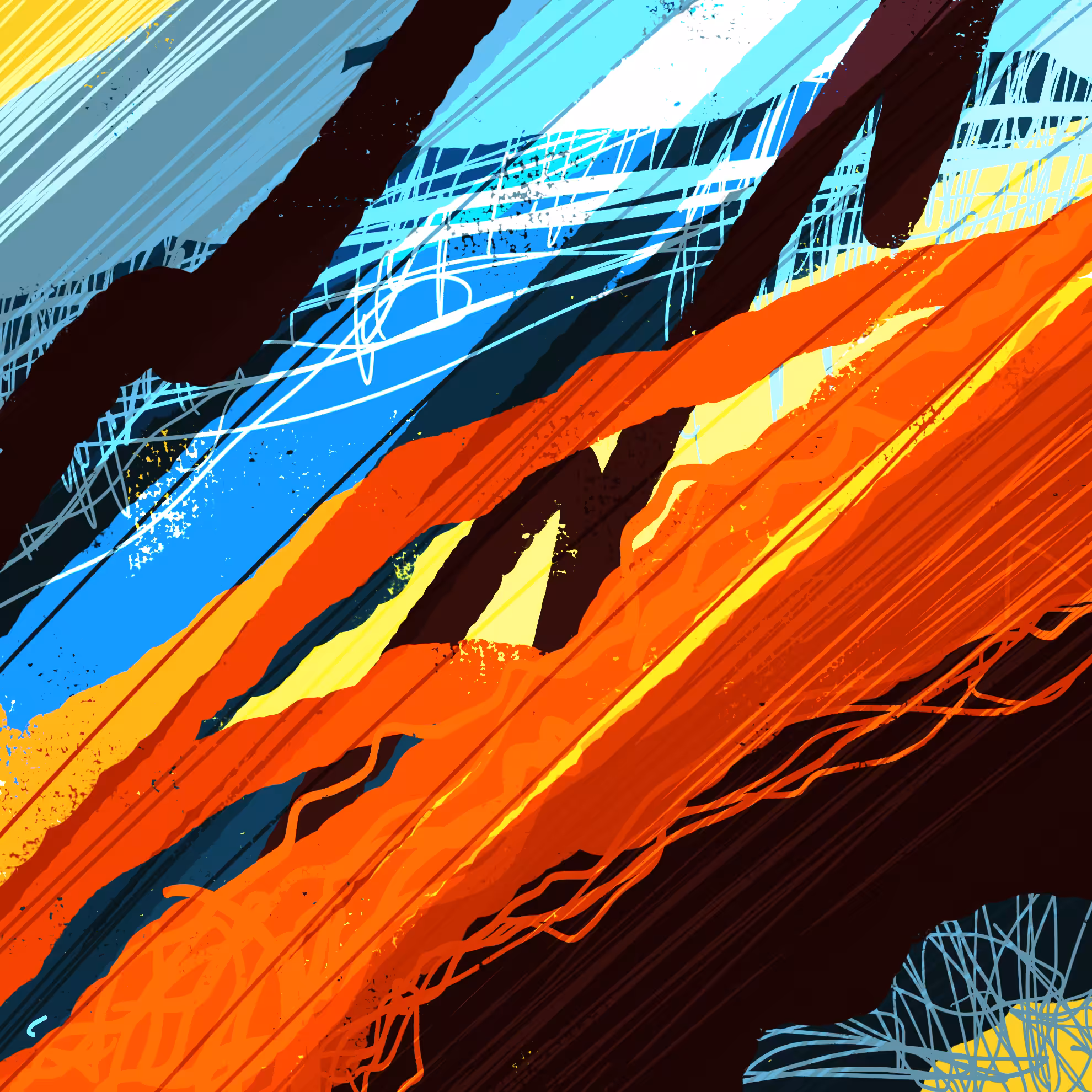 The red bar through the blue plane, 20x20 digital art