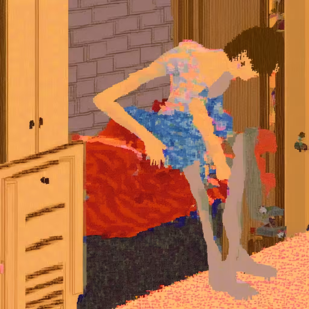 Art Thief Pulling on Tights