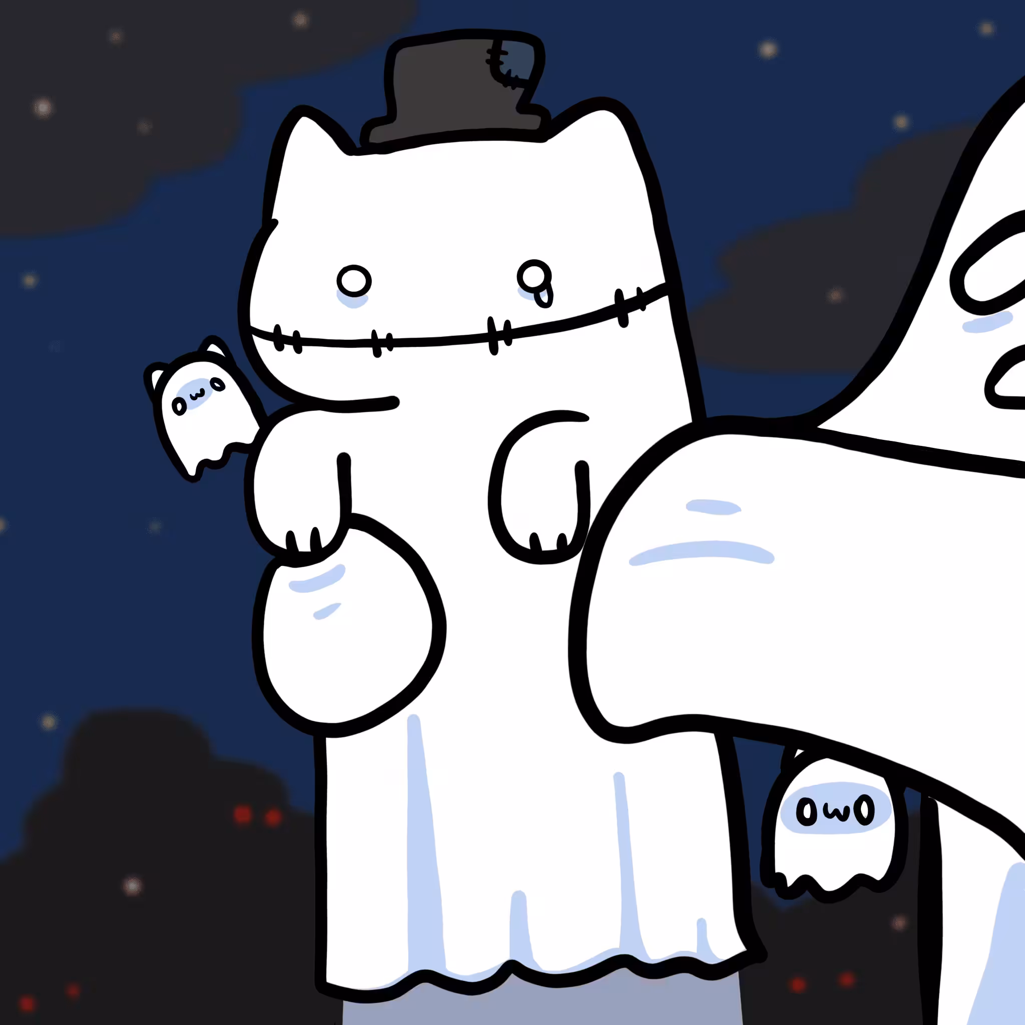 Long Long sad boo cat   #0186