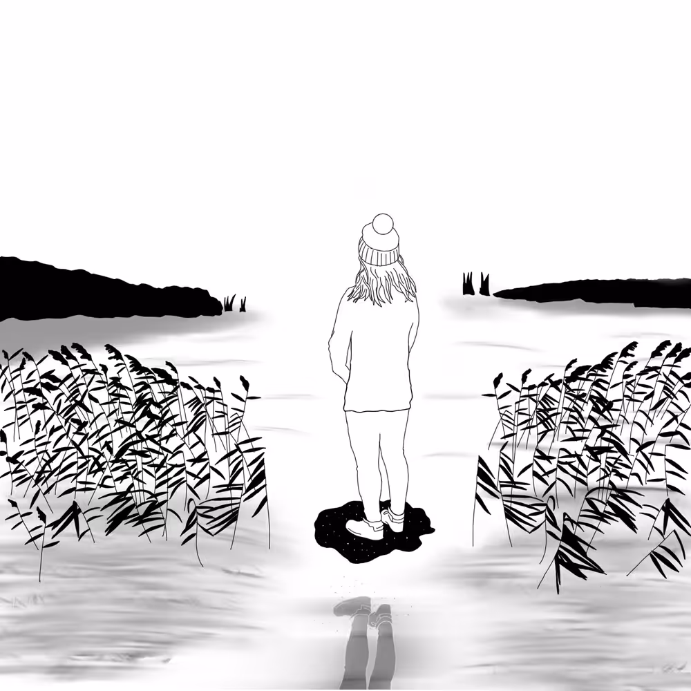 The girl on the lake