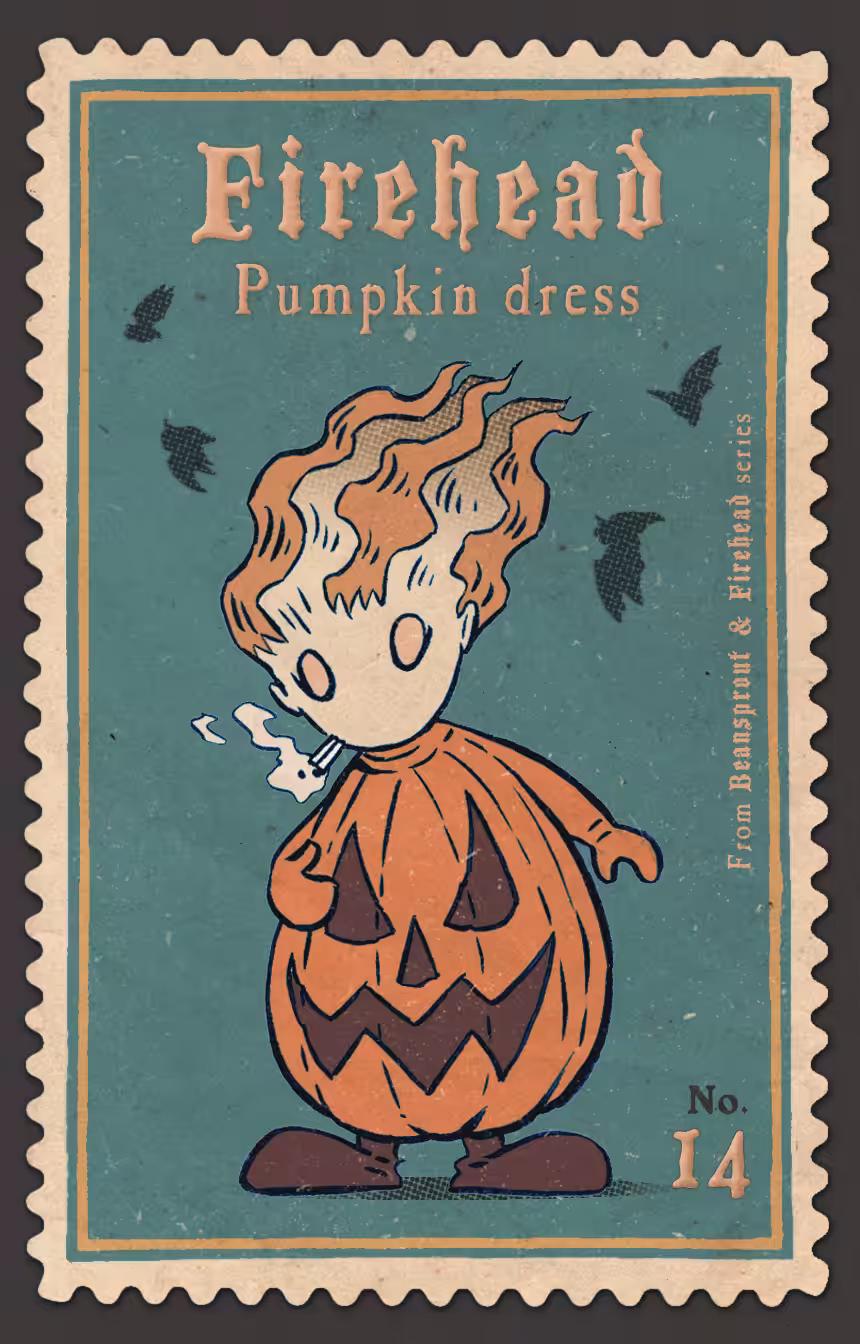 FIREHEAD in Pumpkin dress Stamp