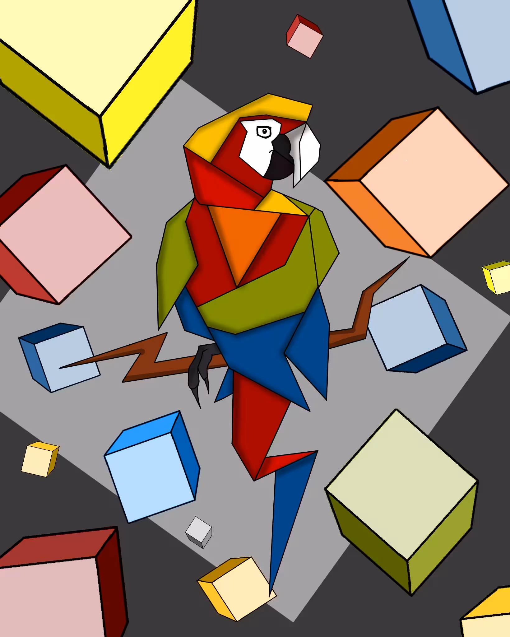 A Parrot At Cubism World