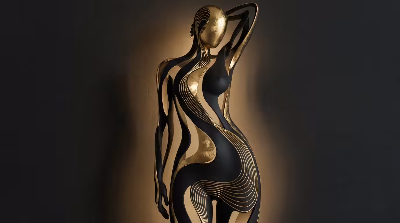 woman gold and black