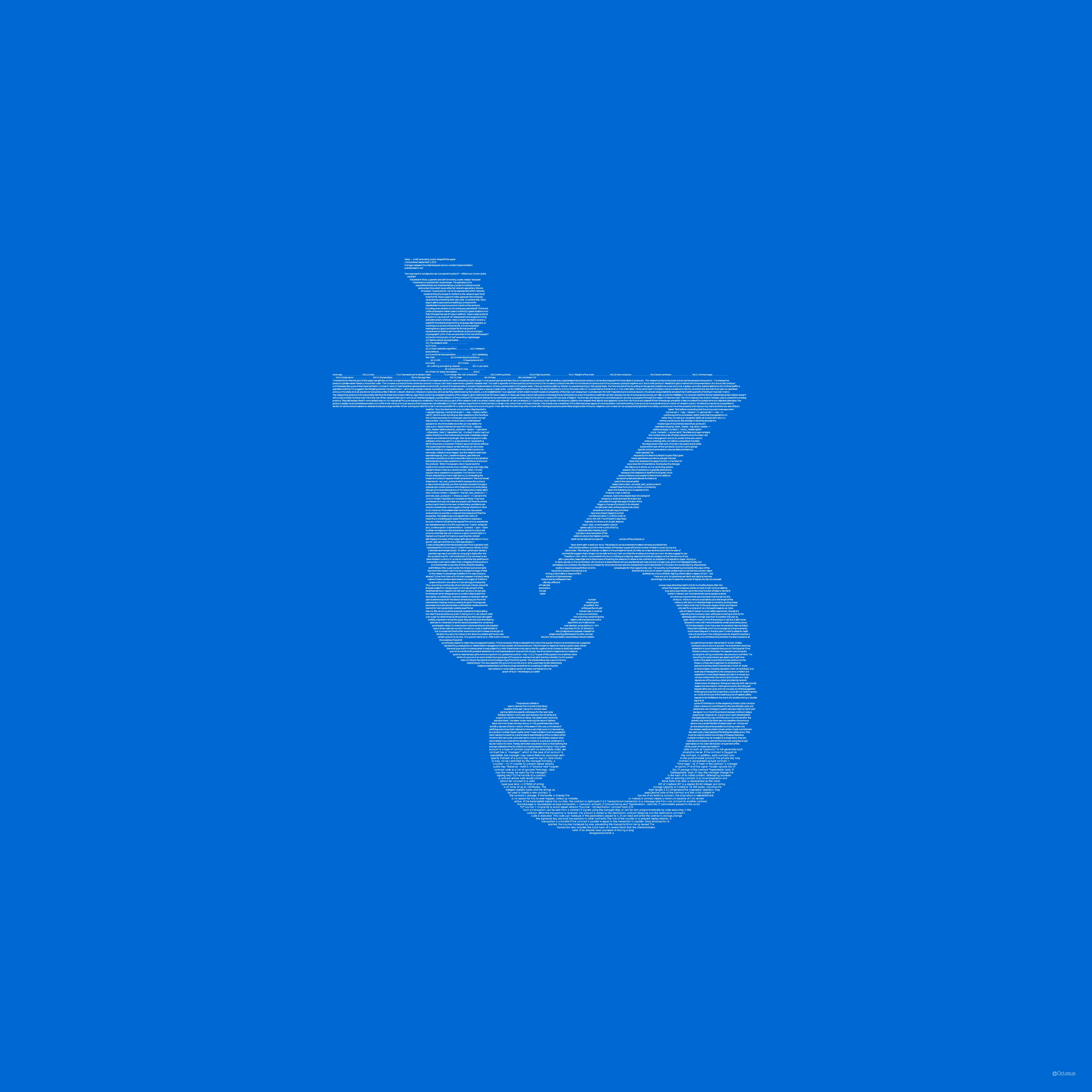 Tezos logo made of its white paper
