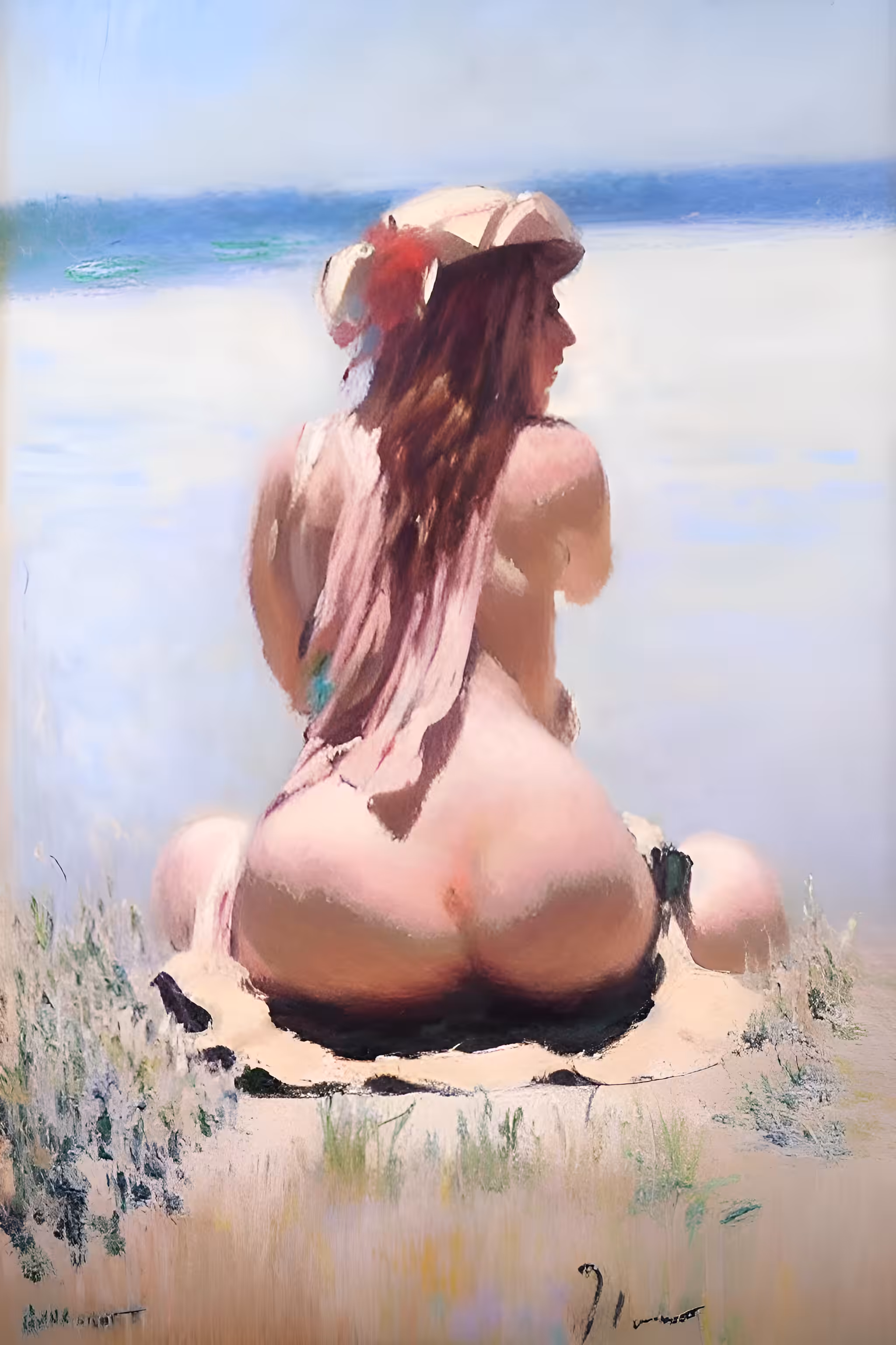 Erotic Art: muse at the ocean