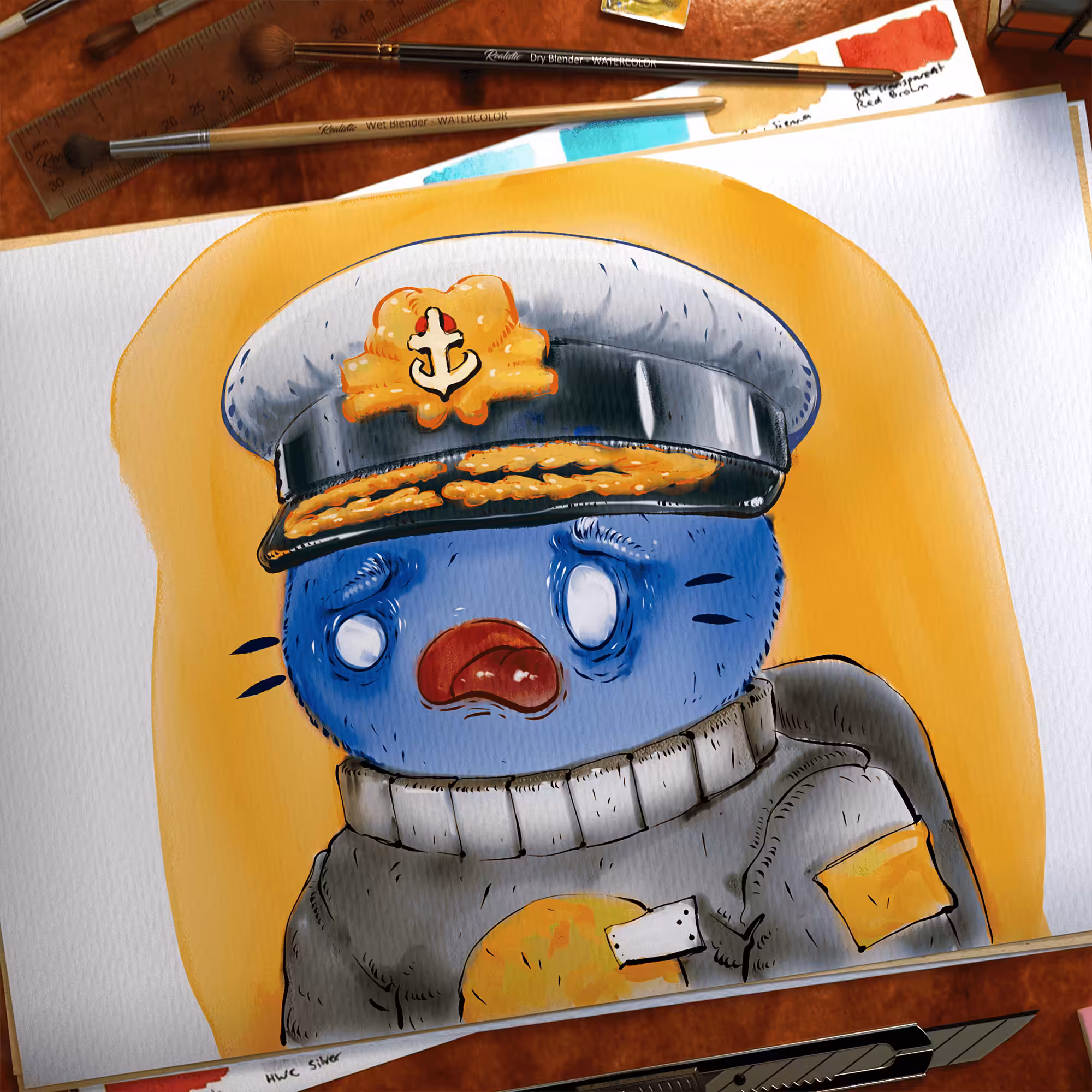 Watercolor Cool Cat #6325