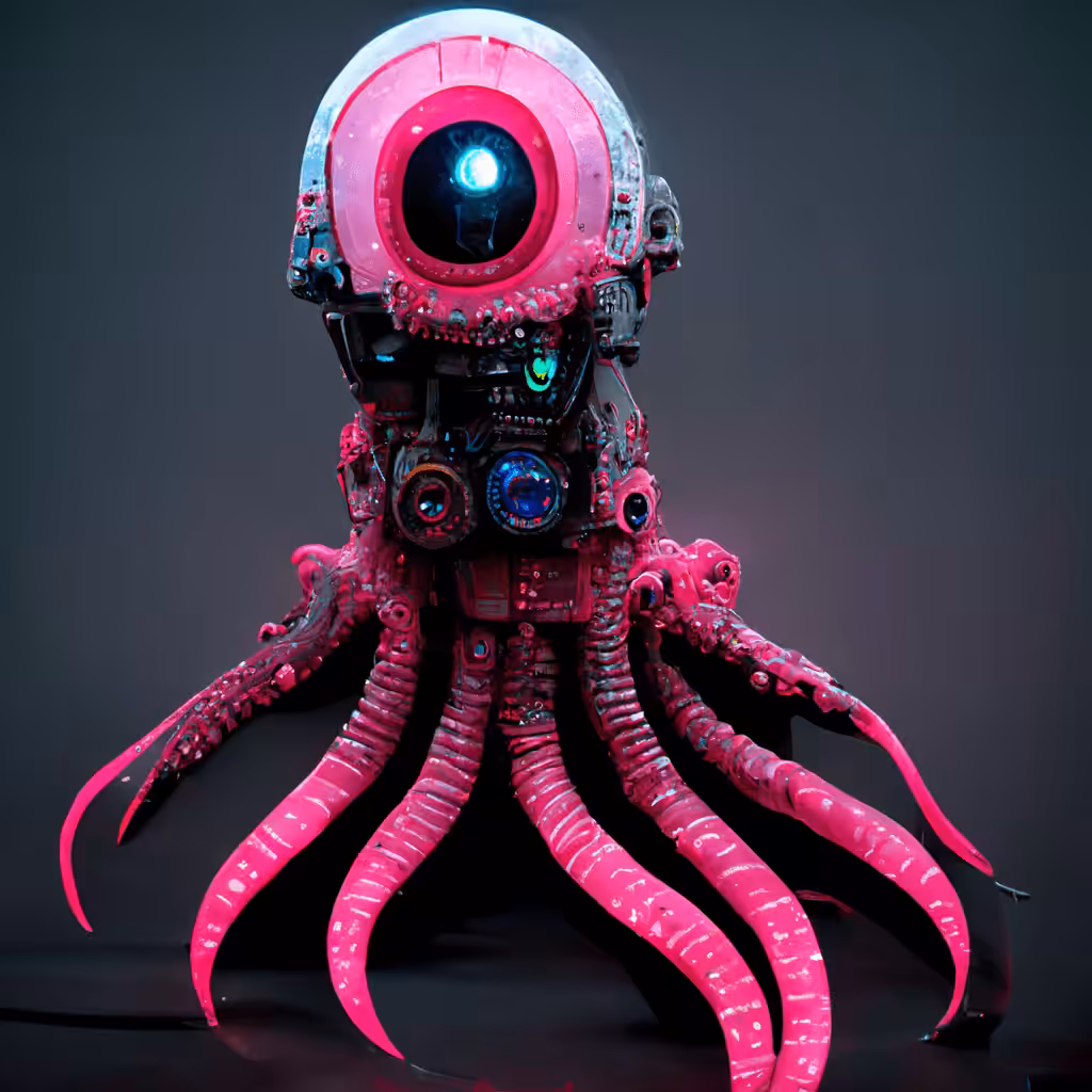 Cyberpunk journey: Cute octopus mech