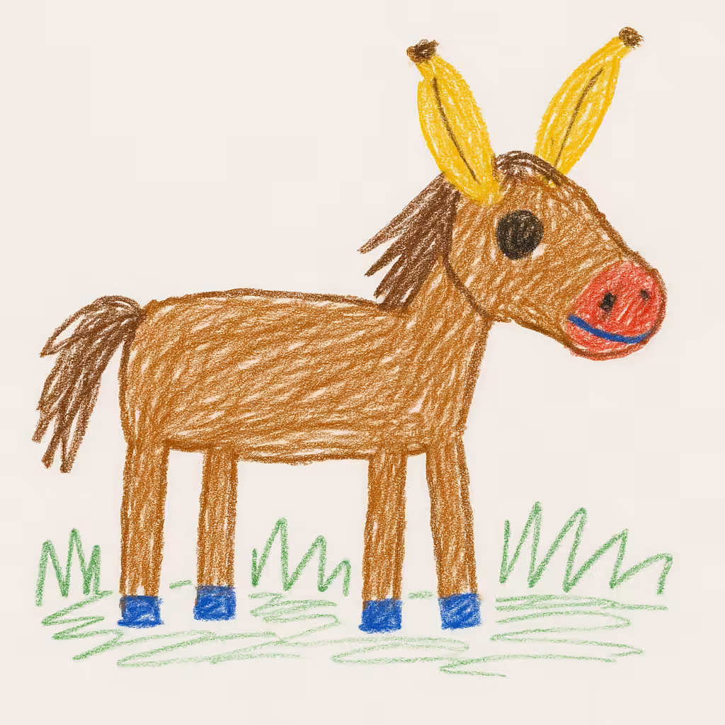 hors with banana ears
