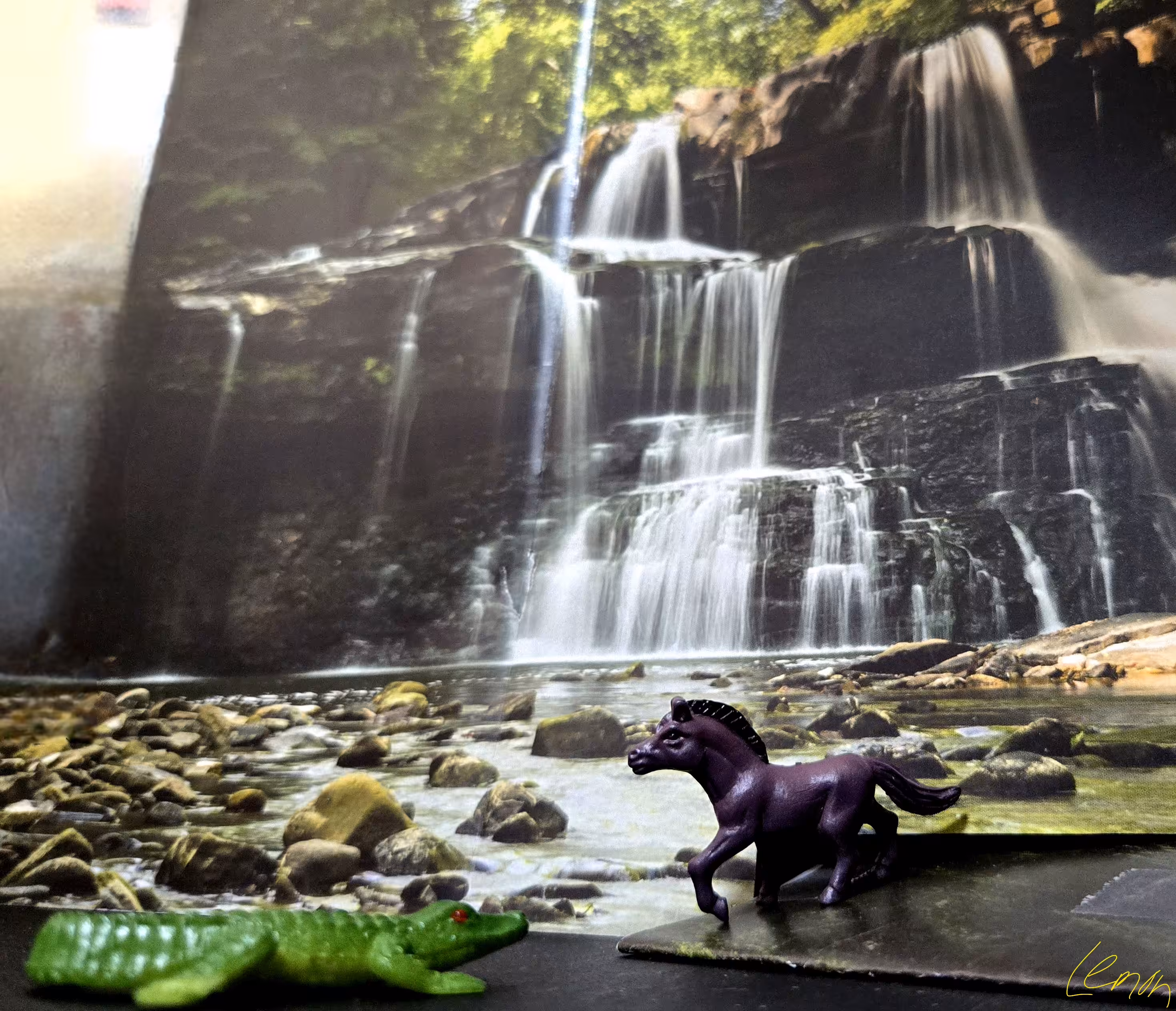 Waterfalls and horsing around