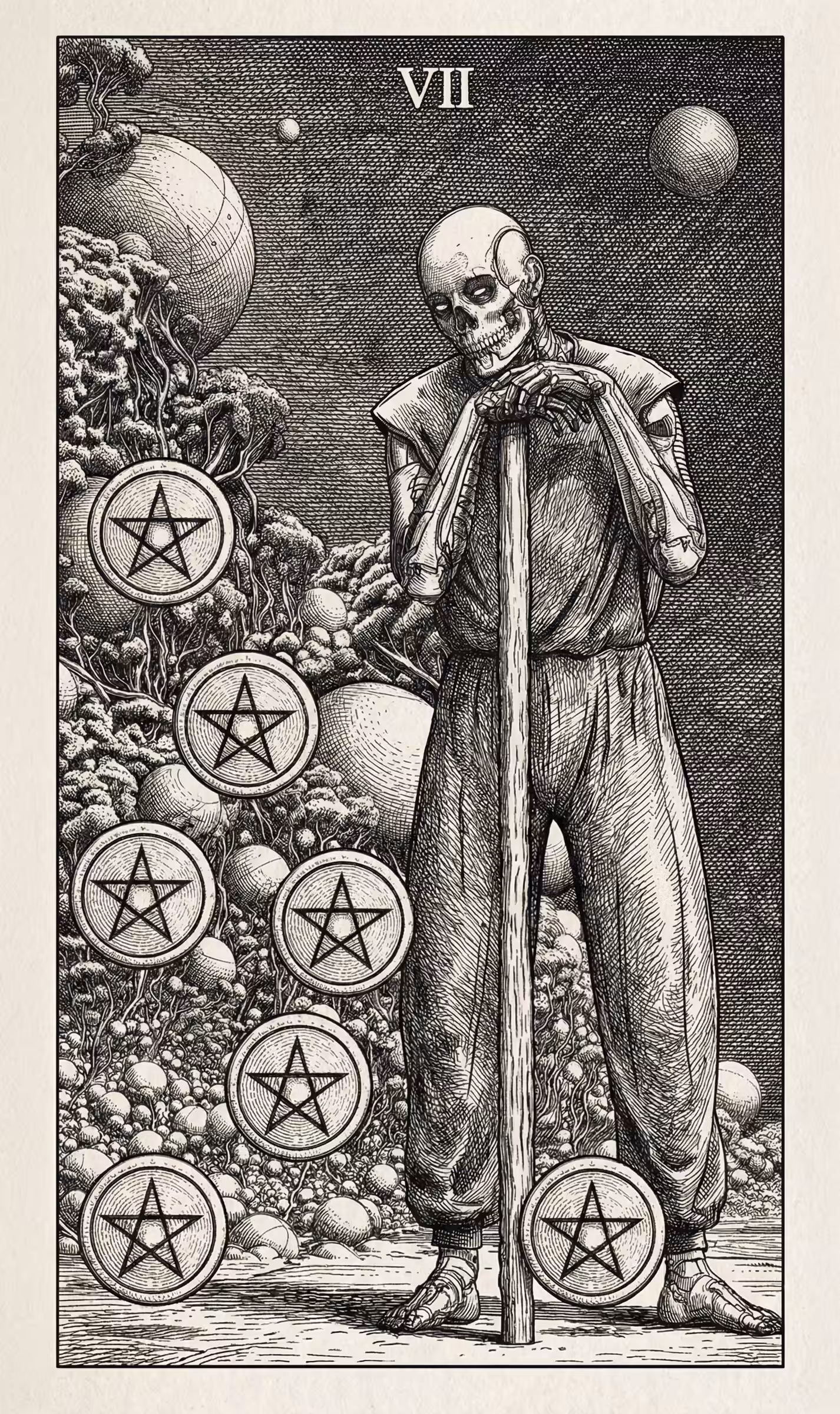 7 of Pentacles — Litho