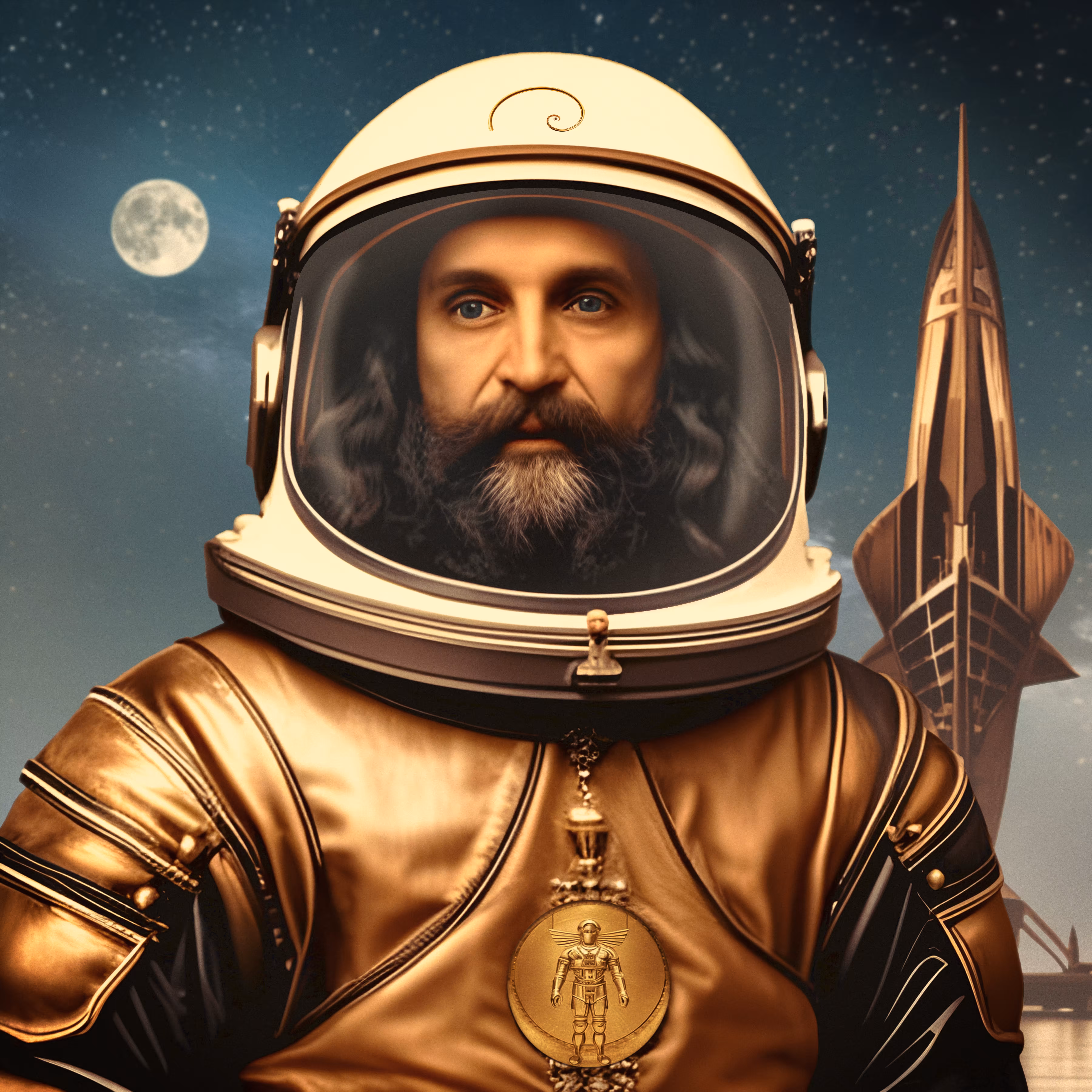 Leonardo da Vinci in His Astronaut Suit #1