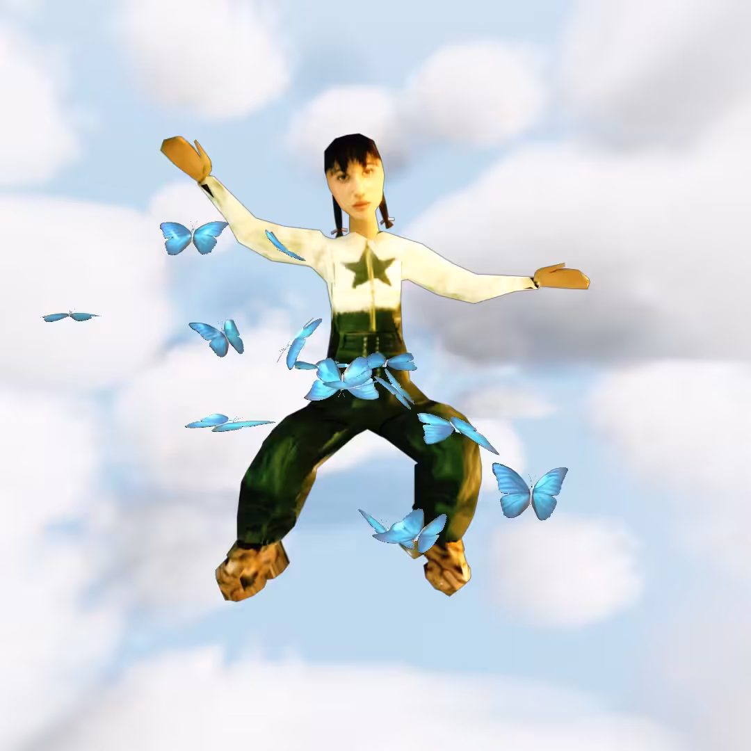 Cloud #22: The White Sky Star Character With the Blue Butterfly.