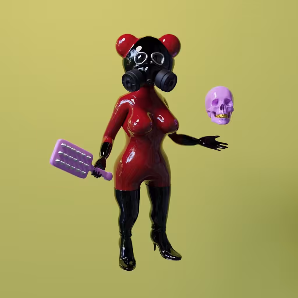Twin Bear 02 with Pink Skull