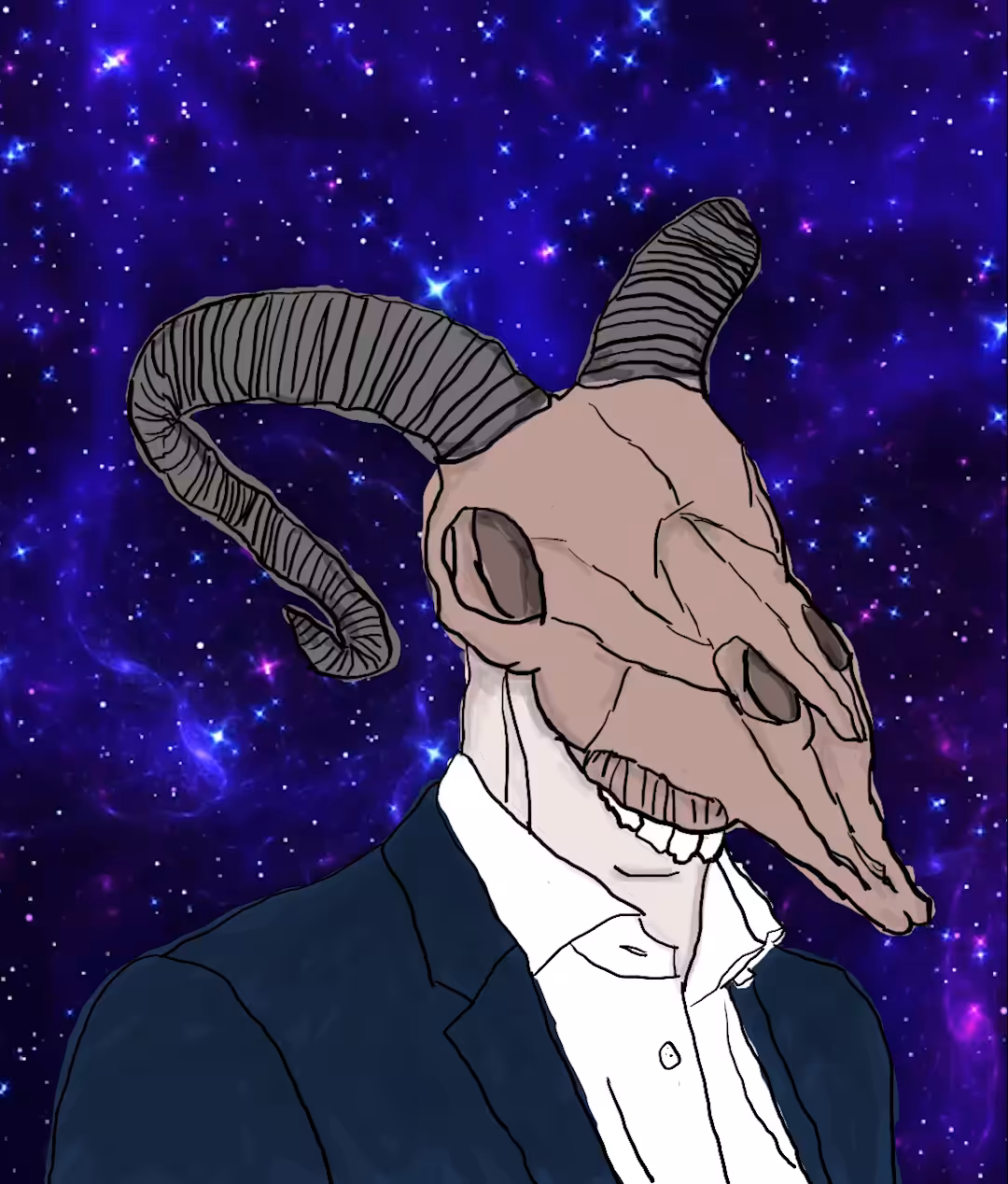 Skull Goatman Space Galaxies