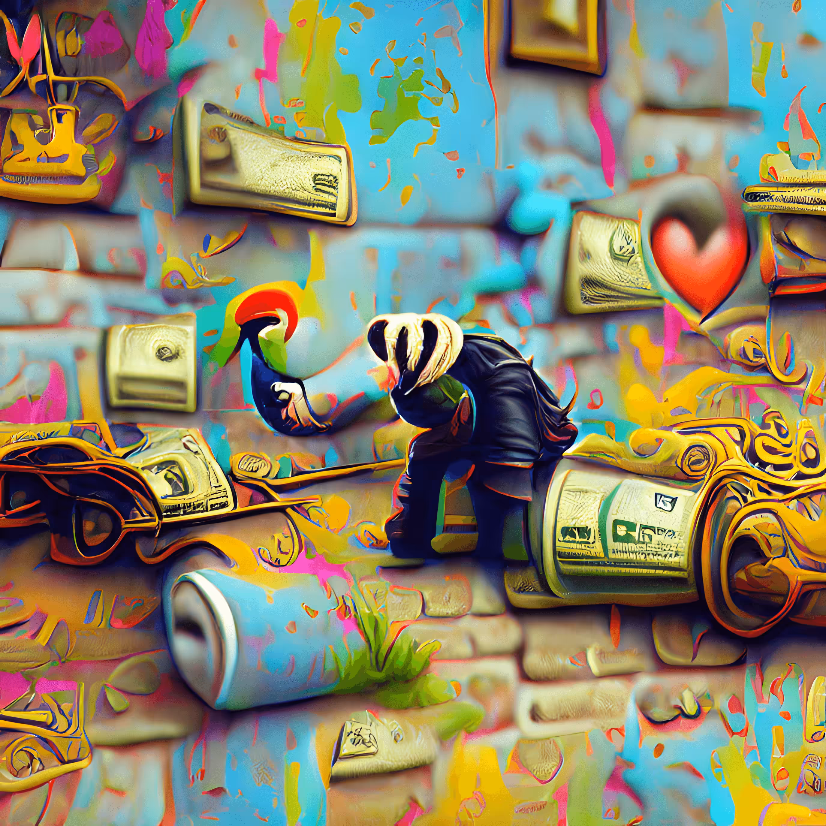 Money Can't Buy the World in the Style of Banksy