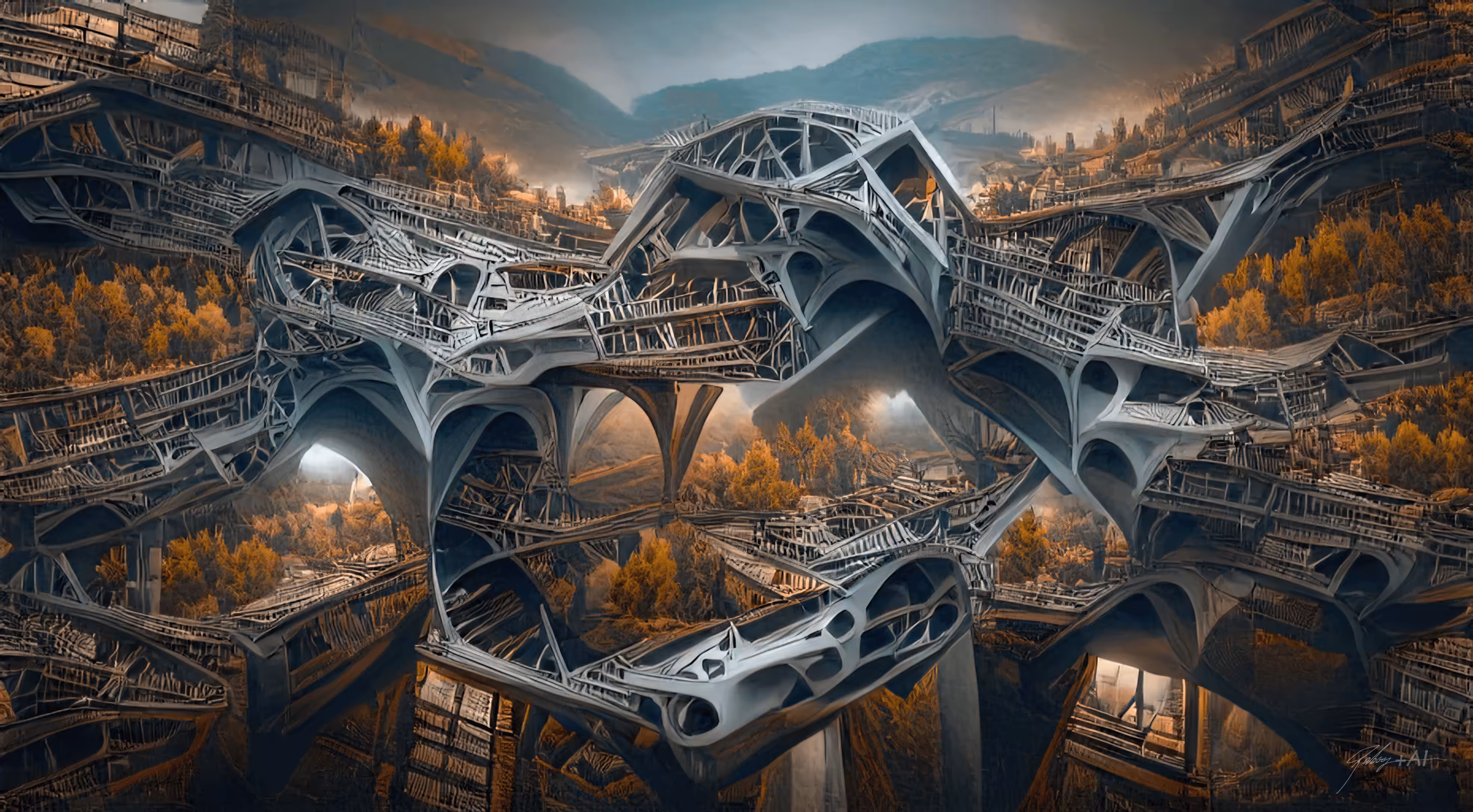 4 dimensional Network of steel bridges