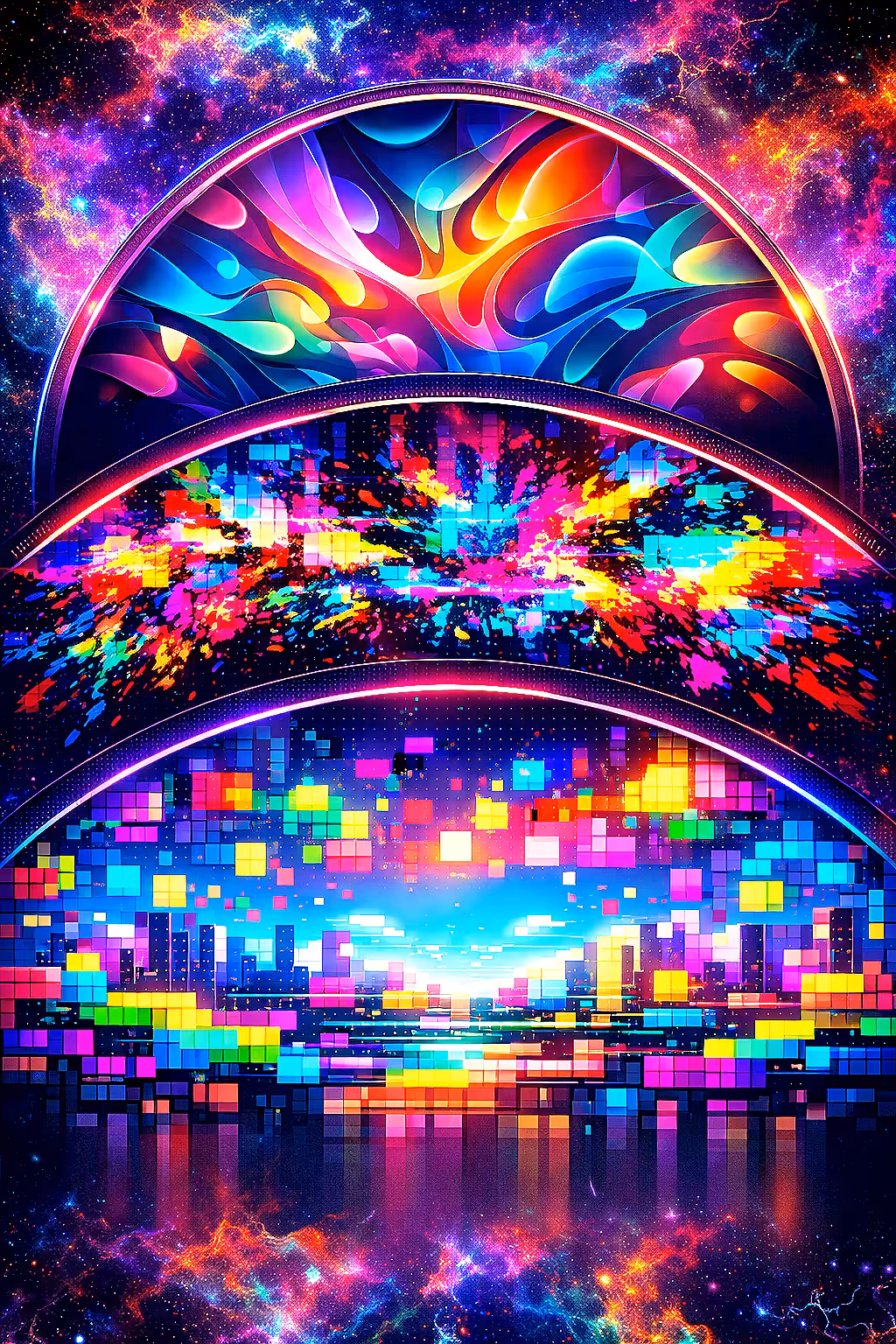 “Tri-Arc Genesis: Fractured Spectrum”