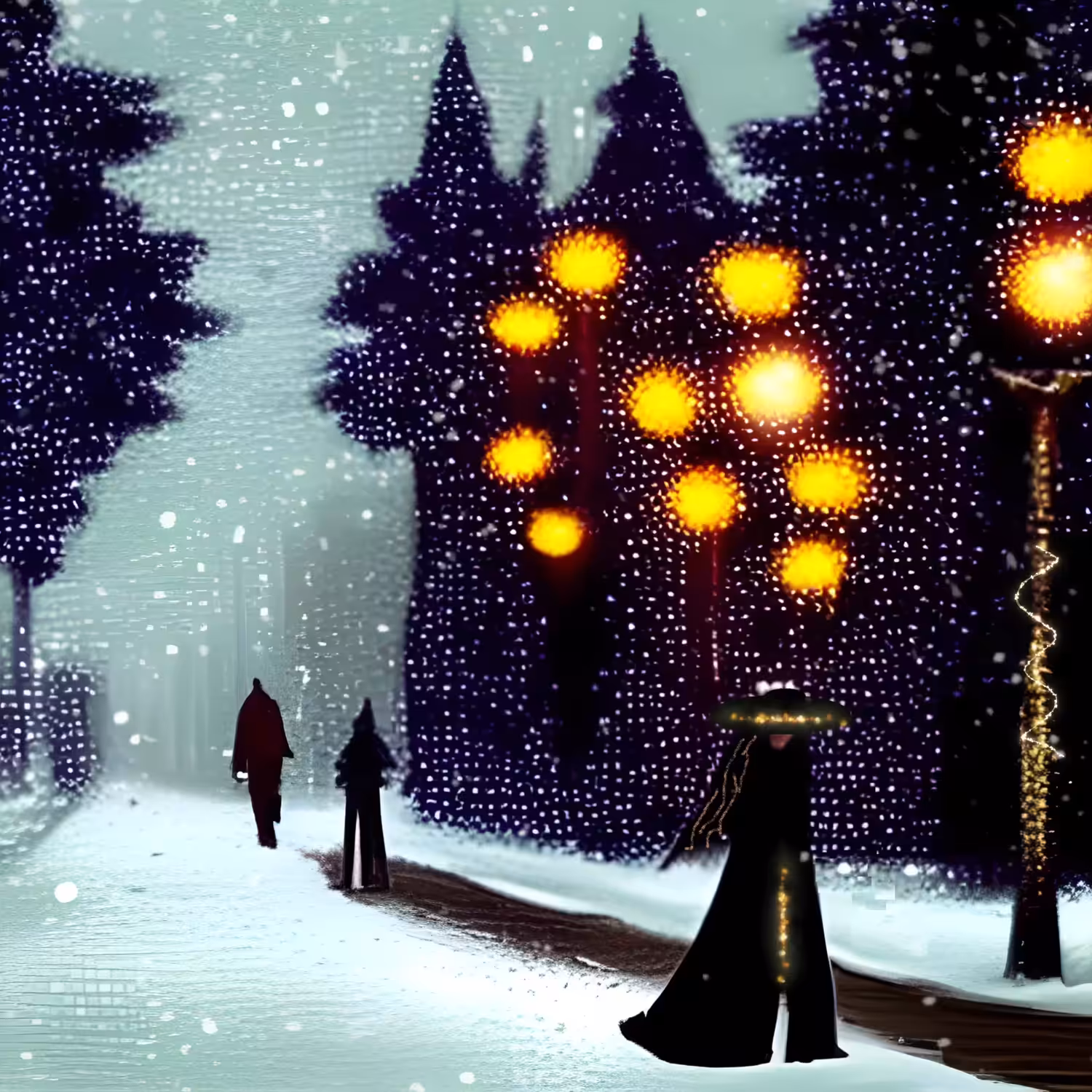 Snowfall in the park