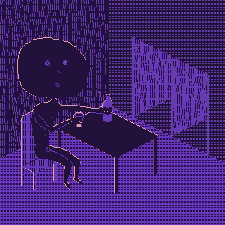 Drinking beer alone in a small room