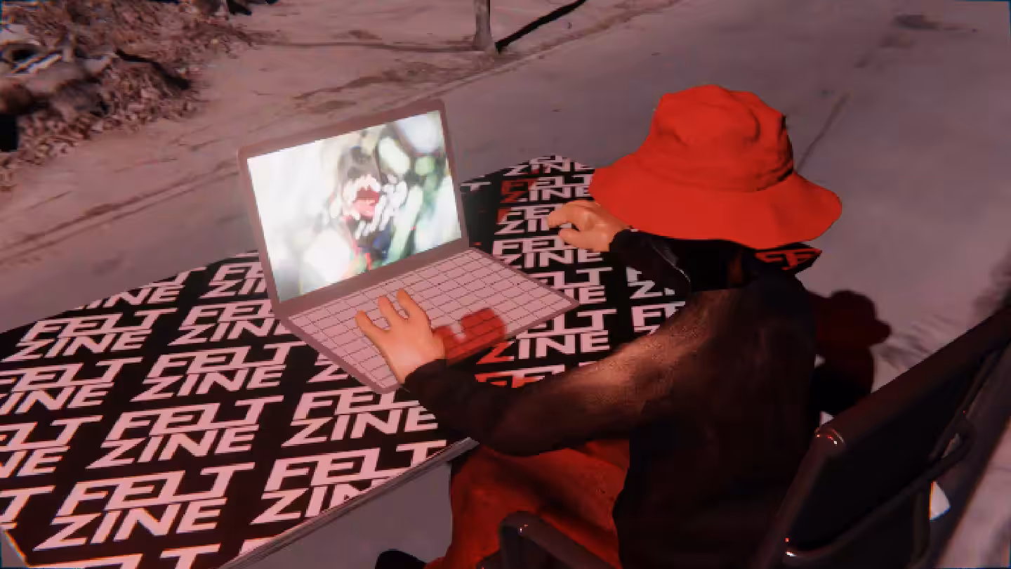 Desktop #120: The Hypebeast in the Black Slim Chair With a Hanging Light and a Algo Lite Macbook on a Felt Zine Table in Conflict