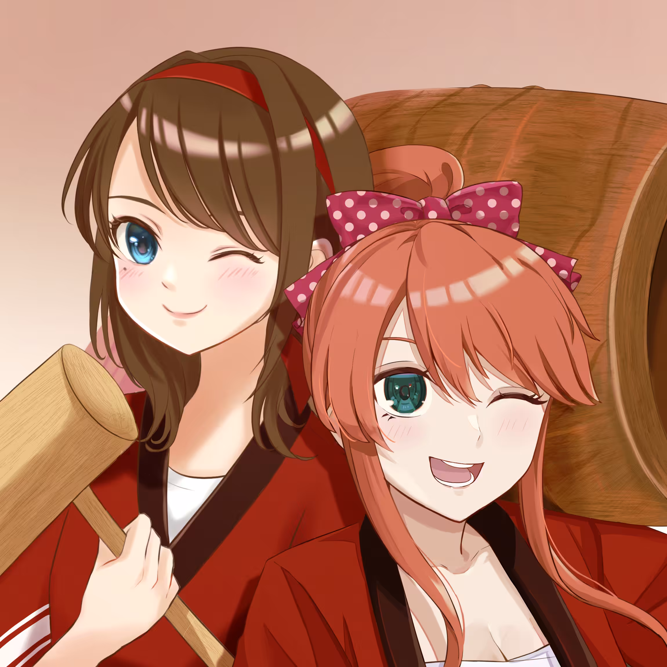 Panai Chan and Mamitasu are making rice cakes