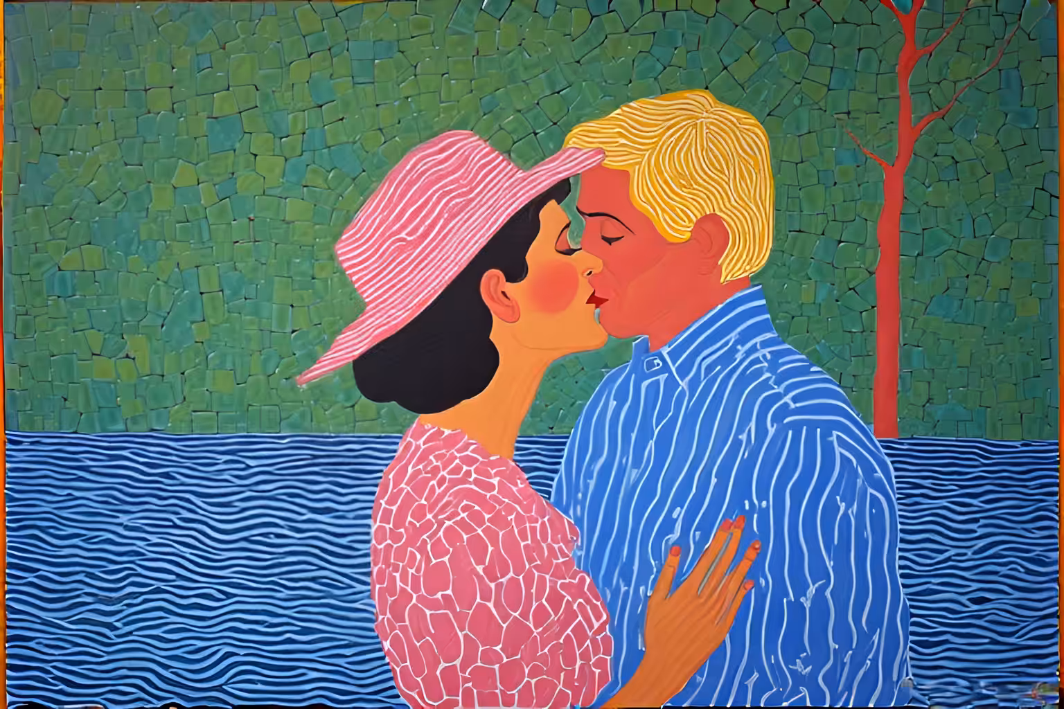 "The Kiss" Revisited by David Hockney