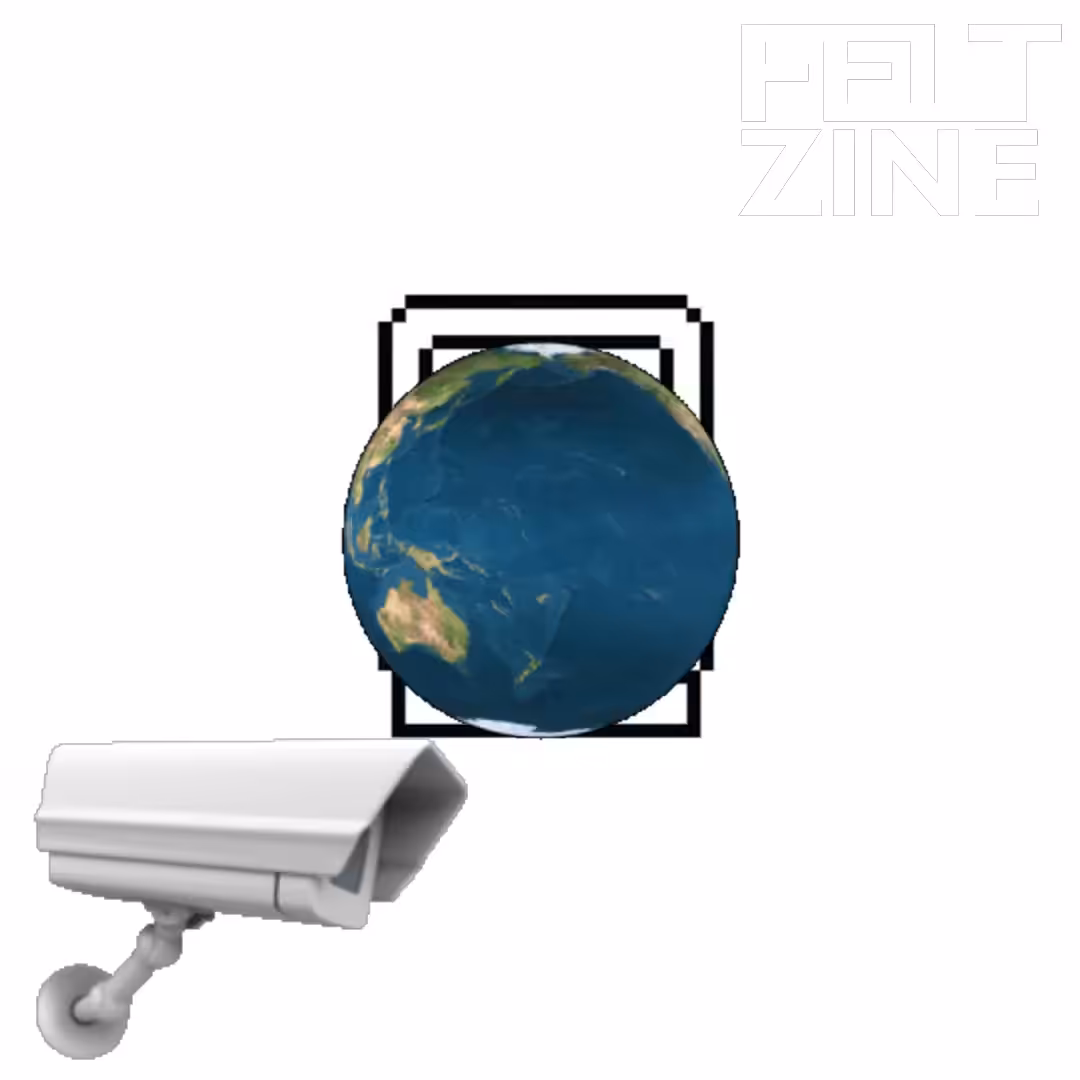 Canvas #111: mac screen. — watching. — global lockdown. — white box logo. — dreamscape