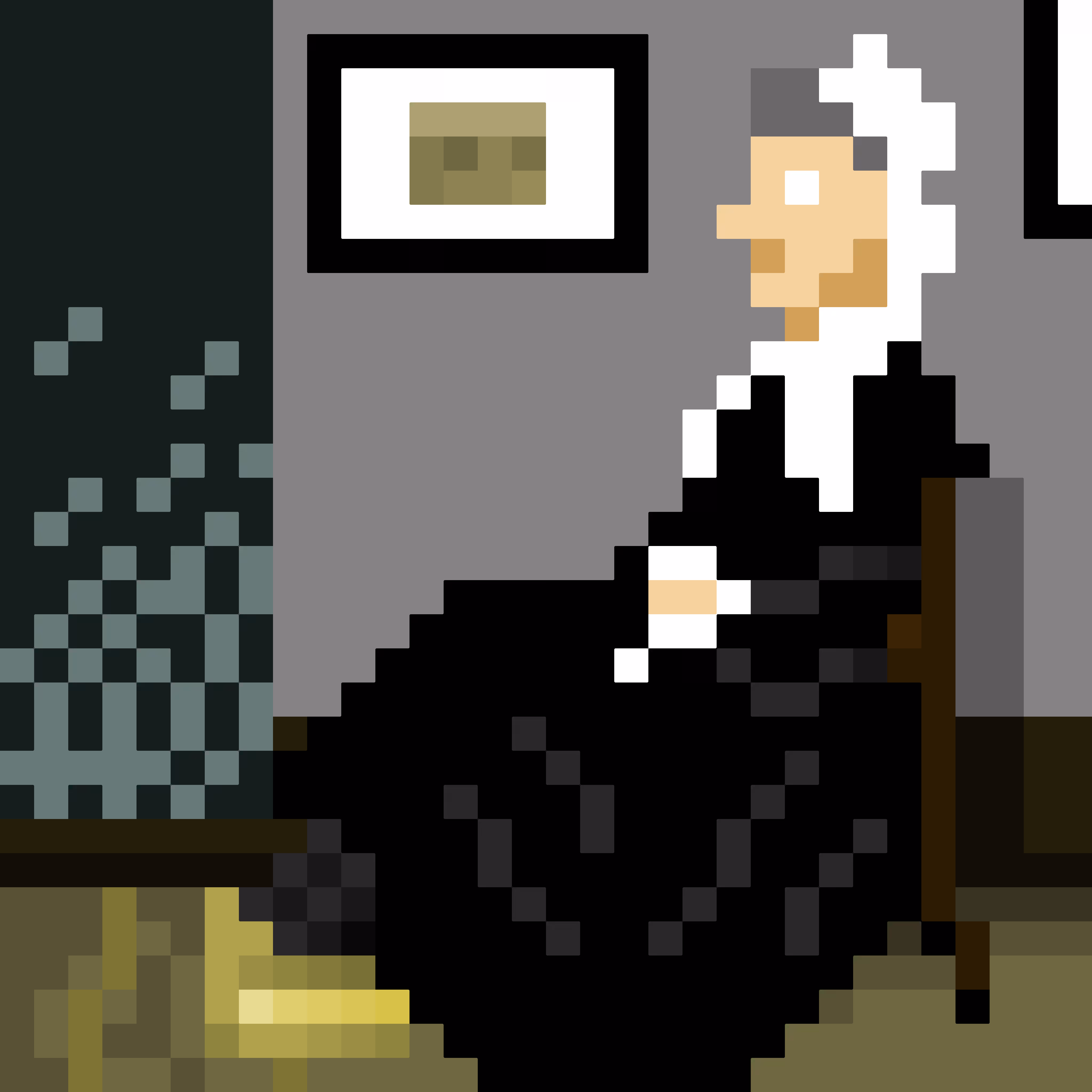 Statics: The Teeniest Whistler - upscaled pixel art of "Arrangement in Grey and Black No. 1" by James McNeill Whistler