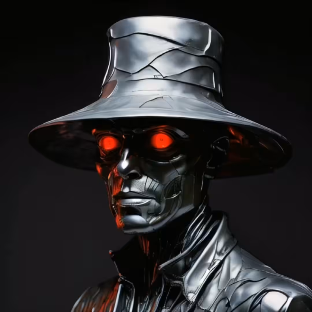 Man with the Hat - Silver sculpture