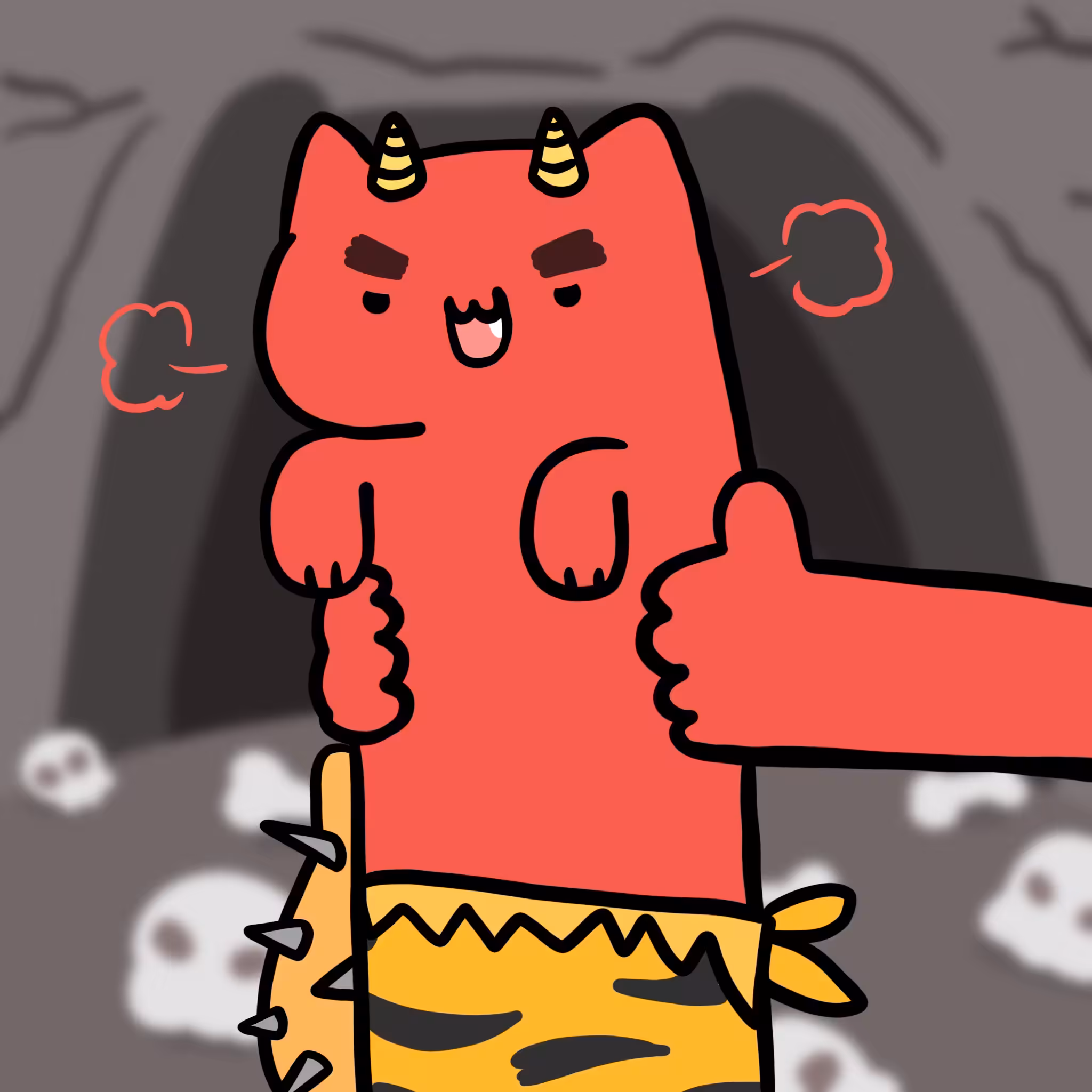 Long long Red oni cat #074