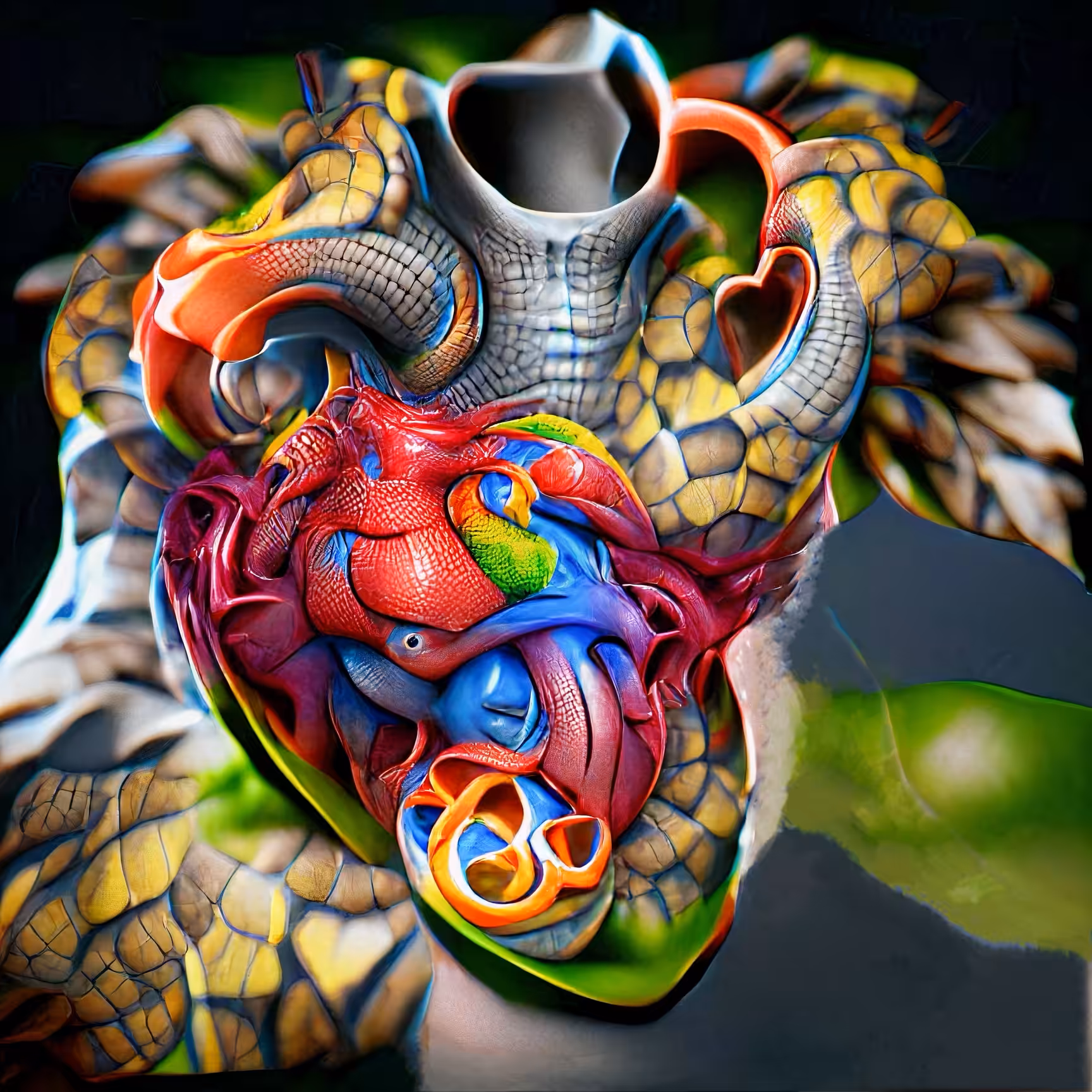 008 Colorful Reptilian Heart