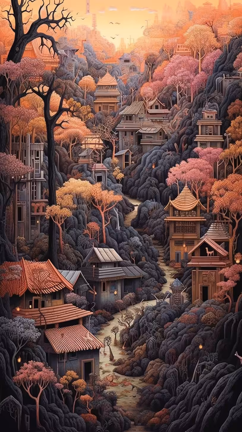 Chinese Town Sunrise 