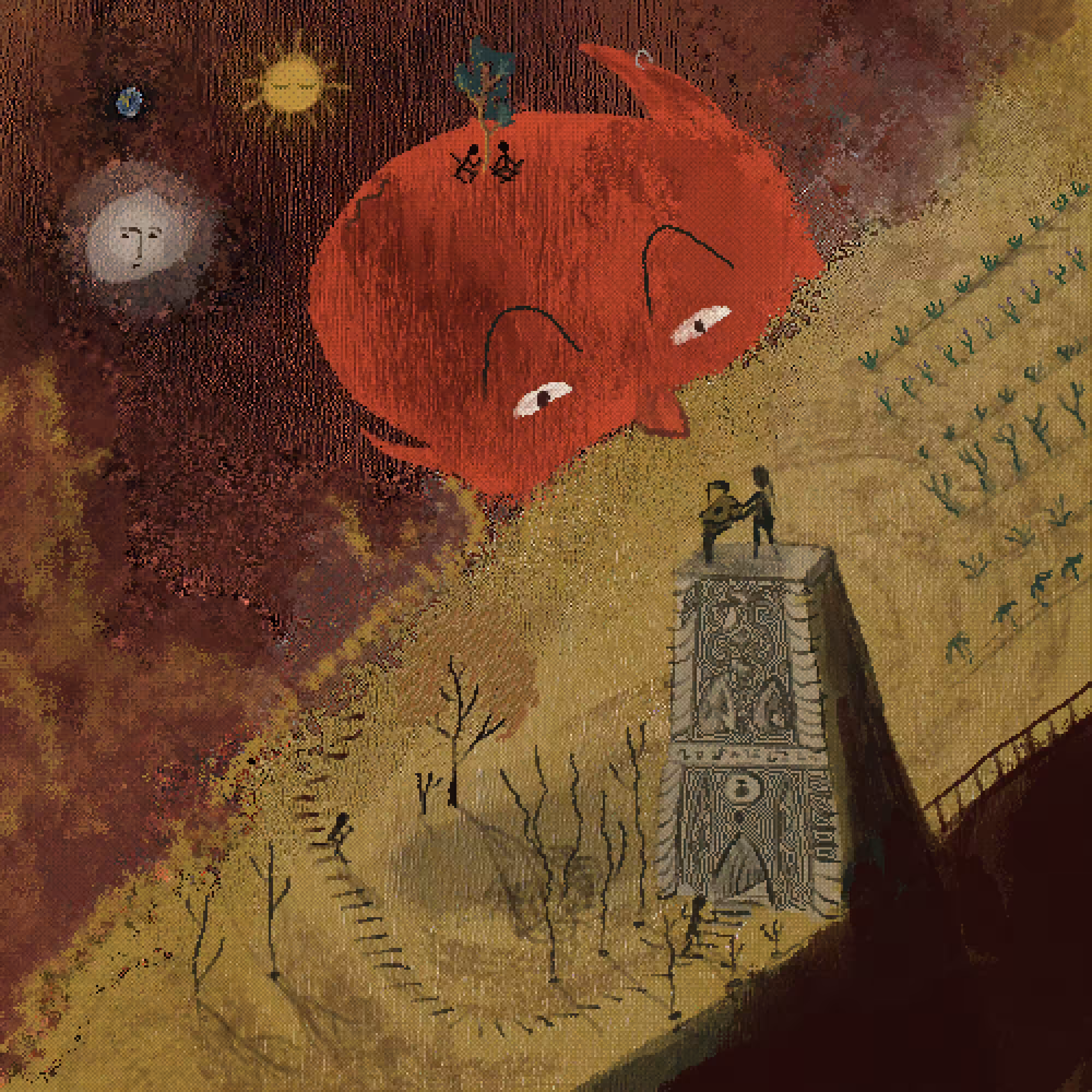 Demon looking at tower
