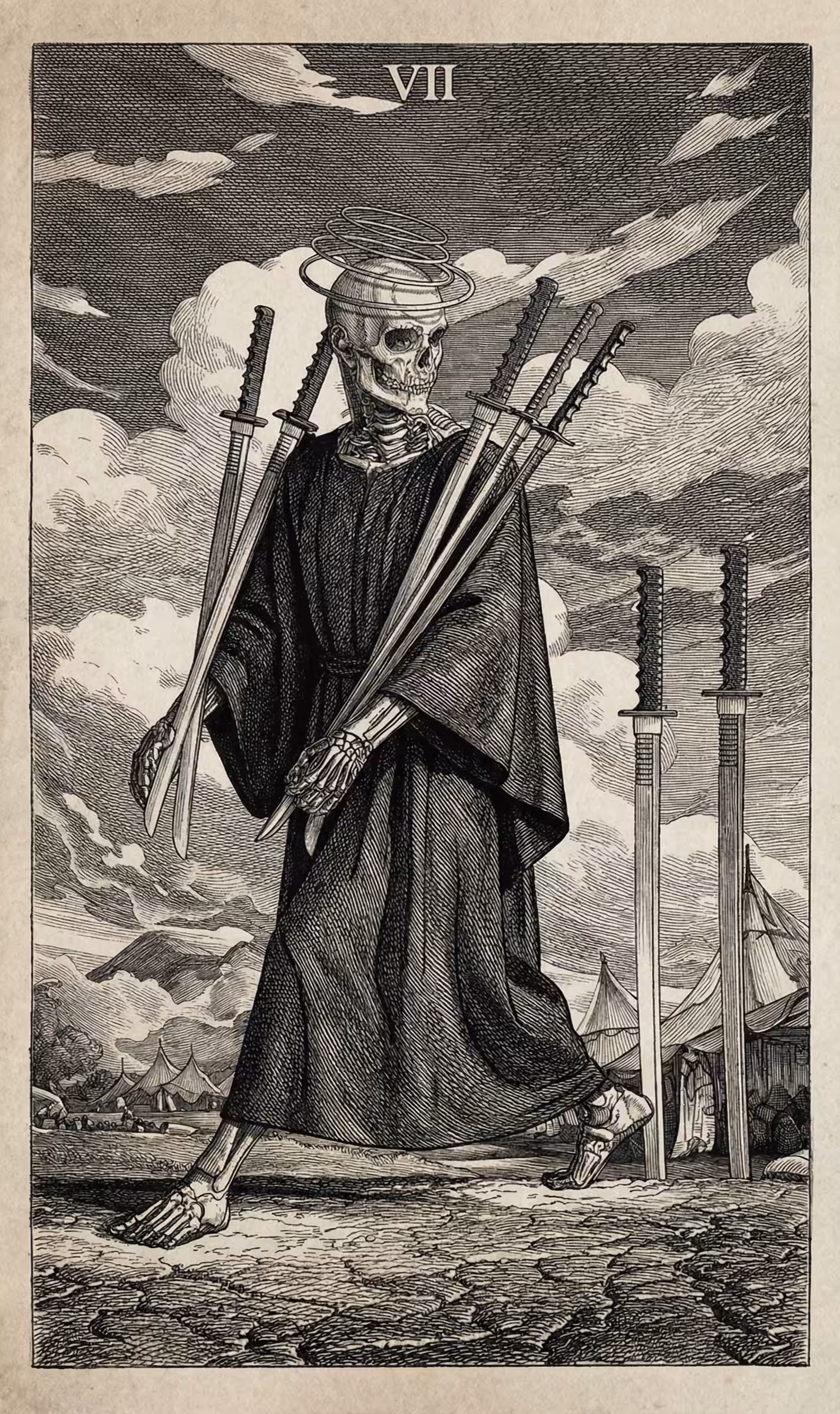 7 of Swords — Litho