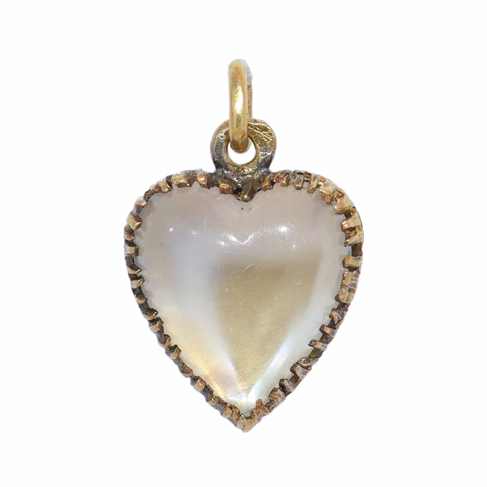 French Victorian moonstone heart pendant with hidden diamond
